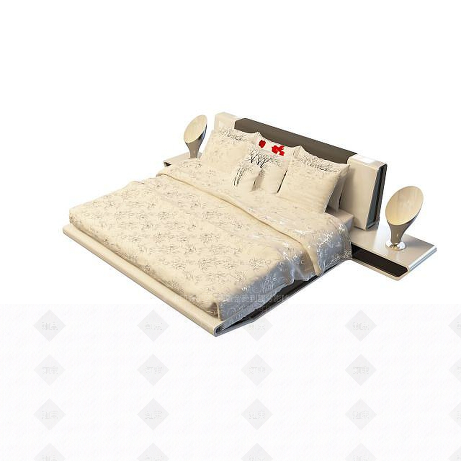 现代大床3D模型下载【ID:1195480836】