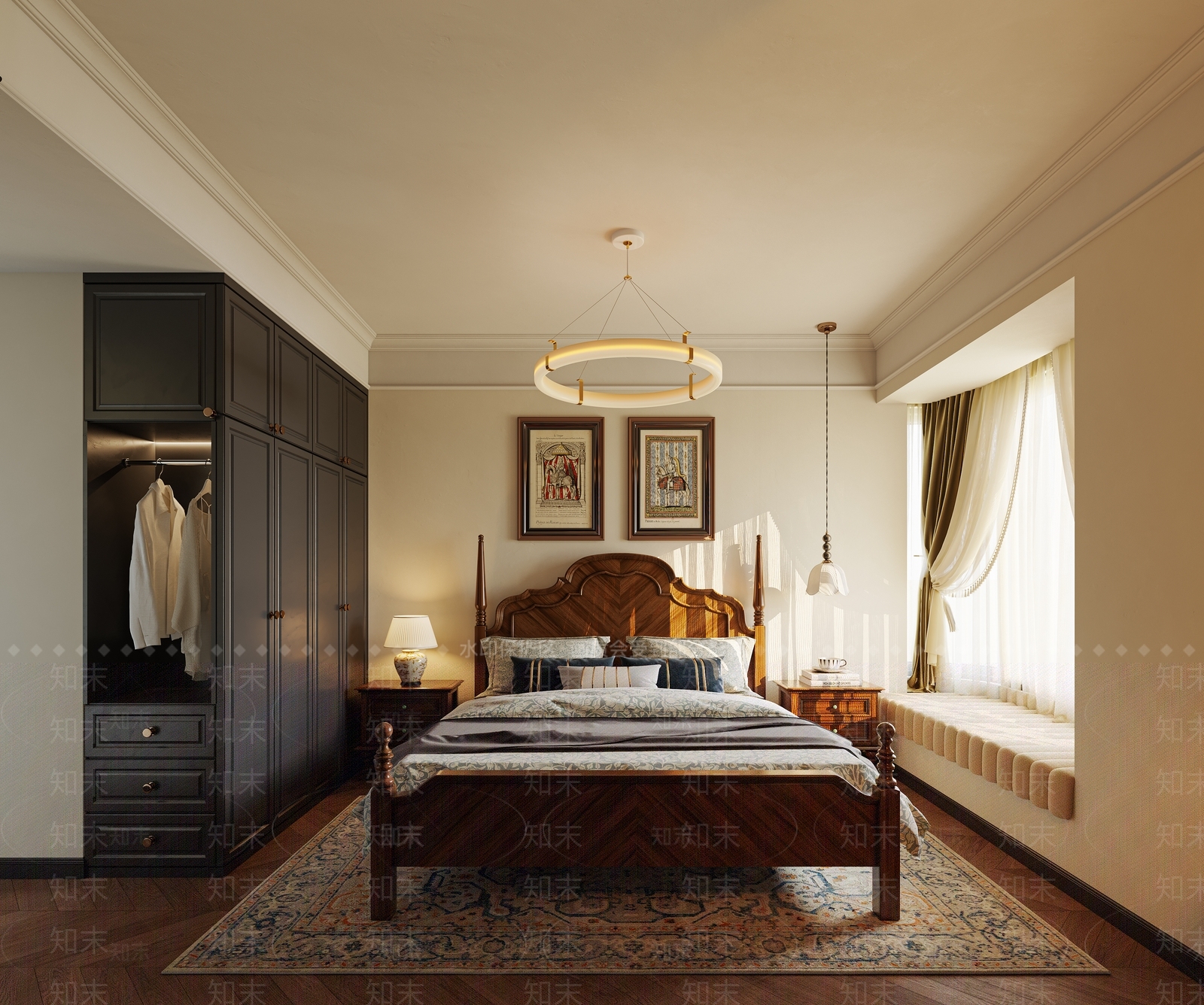 法式美式家居卧室3D模型下载【ID:1195483692】