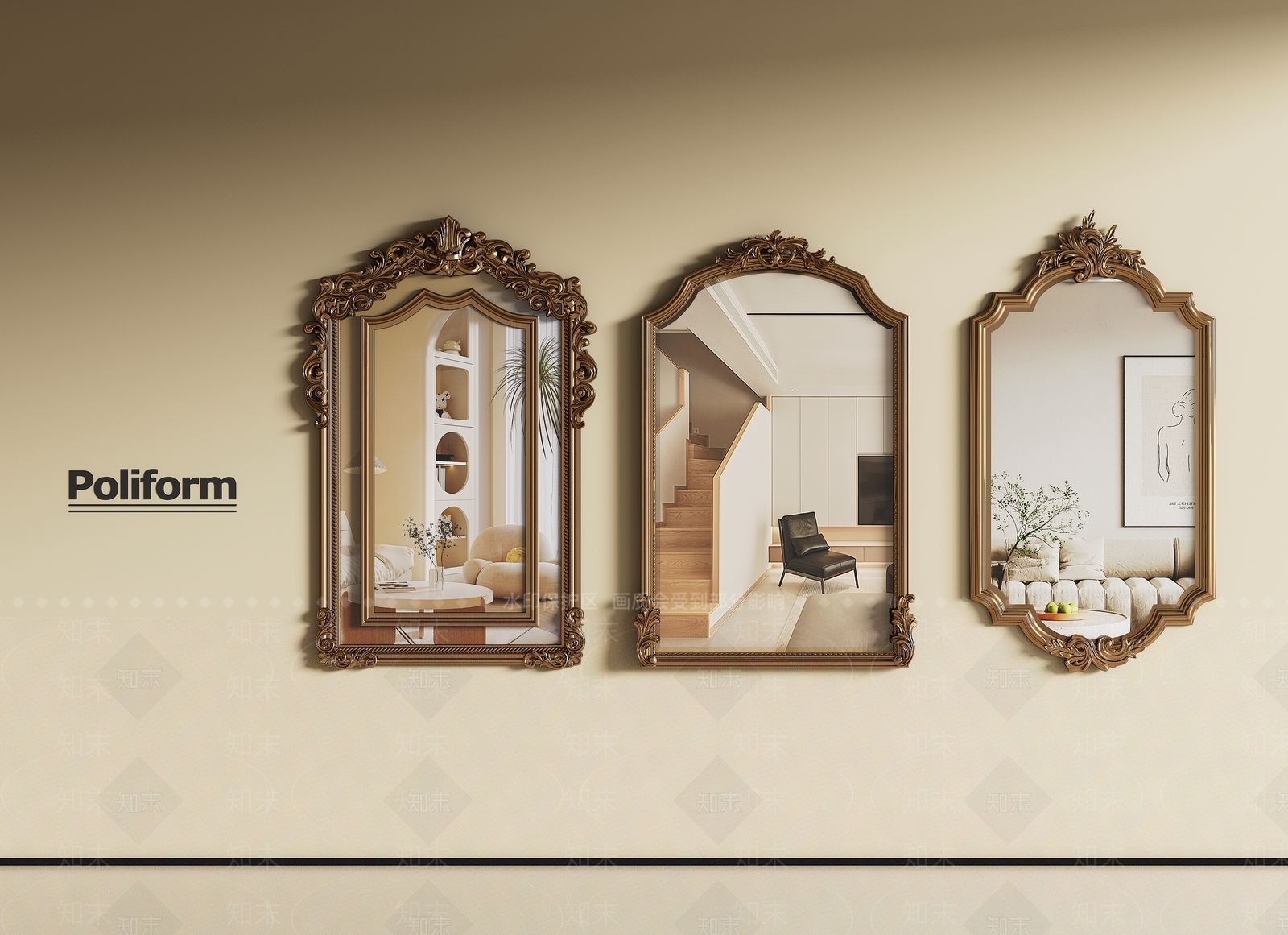 法式复古镜子SU模型下载【ID:1195485610】