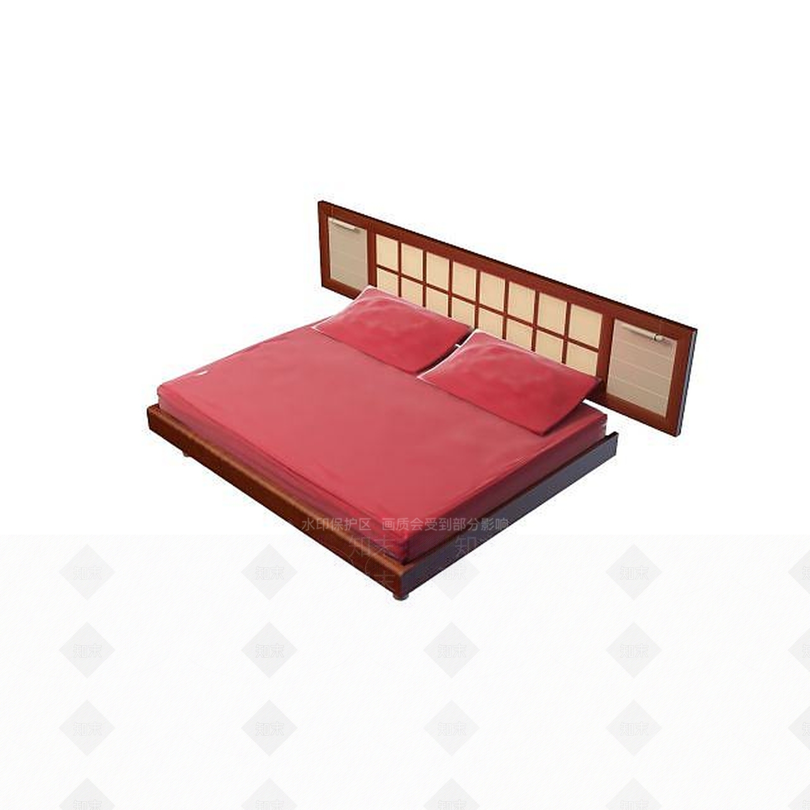 中式方形床3D模型下载【ID:1195485743】
