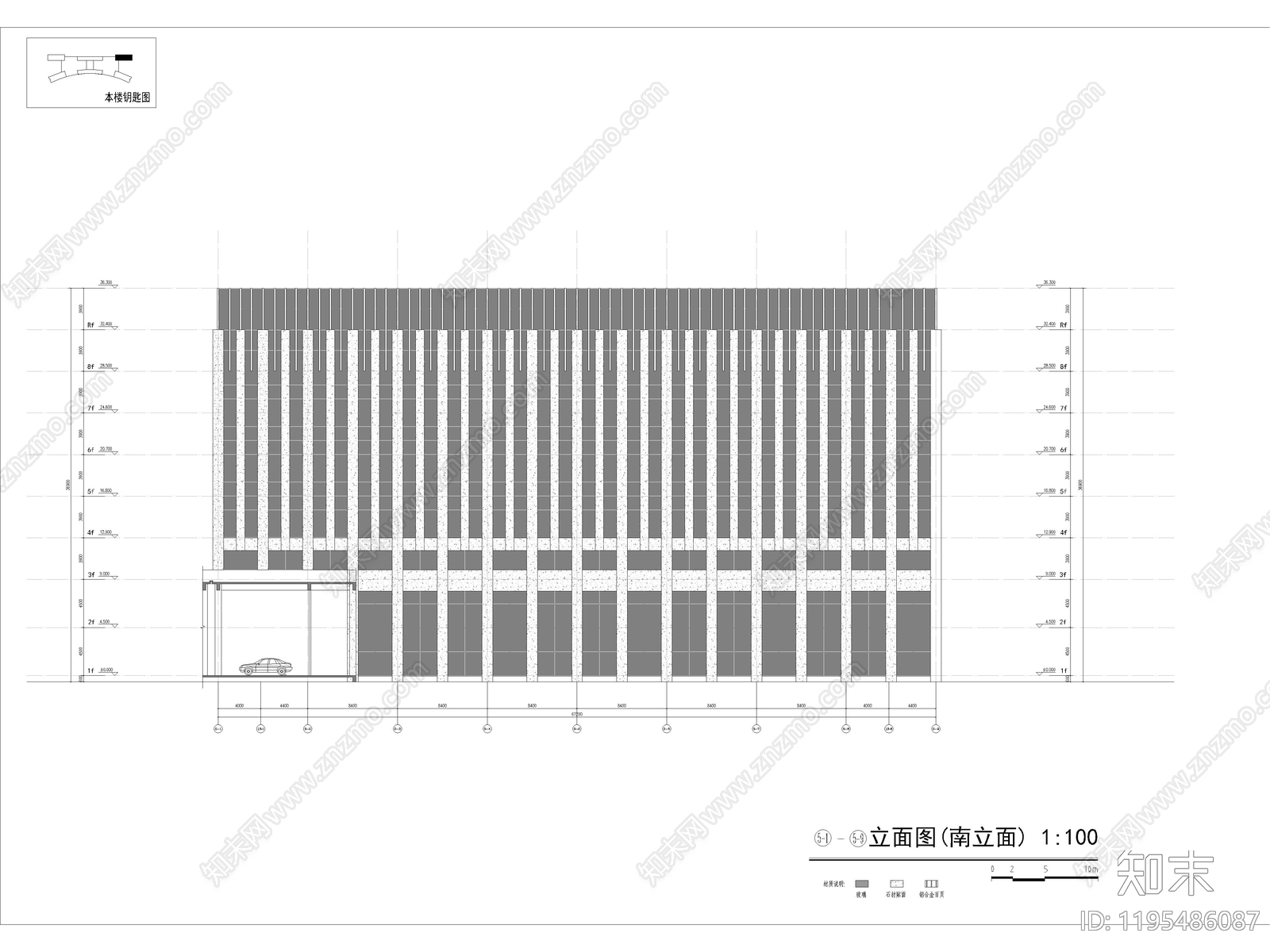 现代极简办公楼建筑cad施工图下载【ID:1195486087】