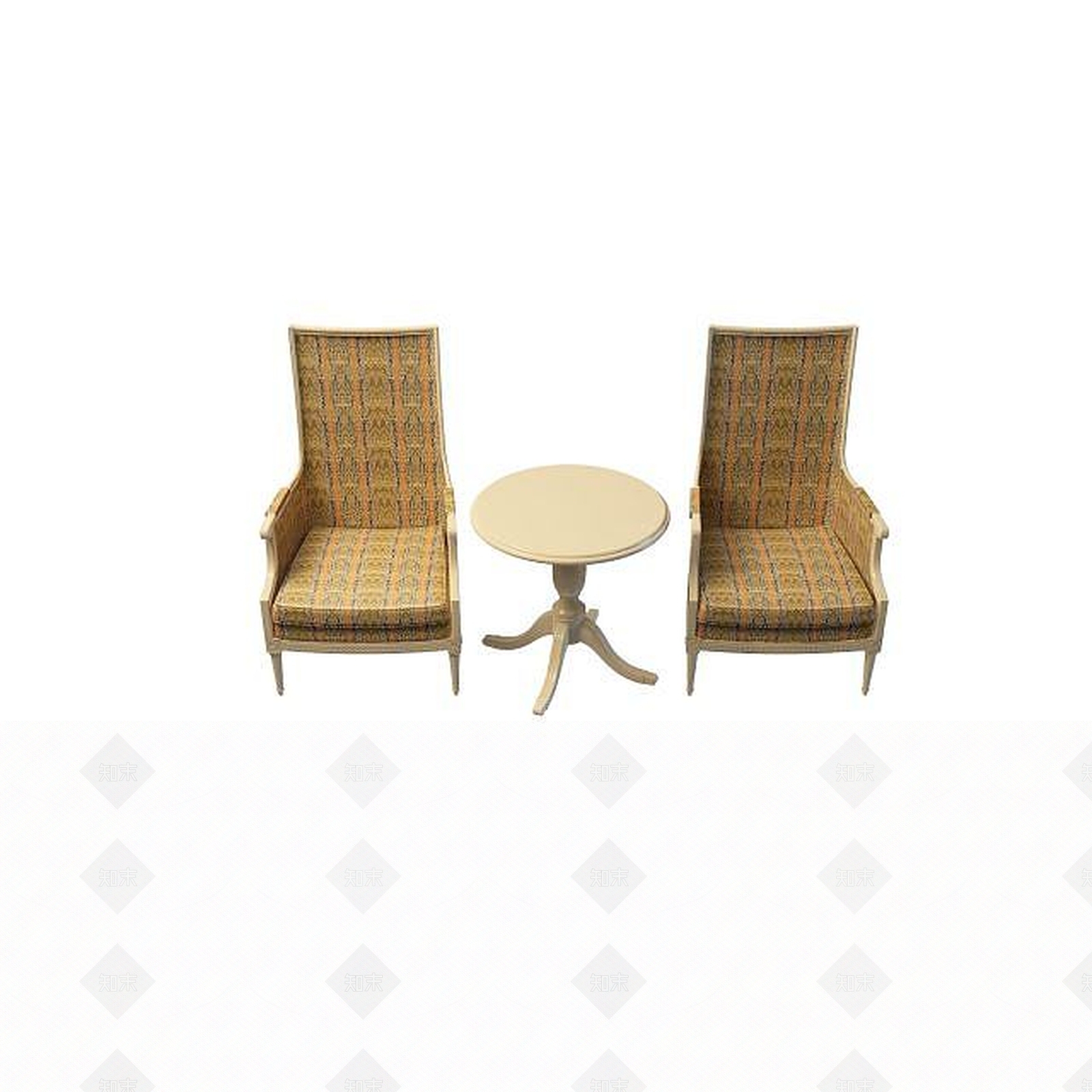 现代布艺桌椅组合3D模型下载【ID:1195486024】