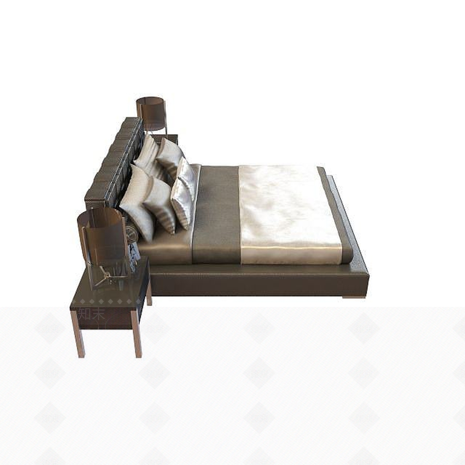 现代简约皮艺床3D模型下载【ID:1195486159】