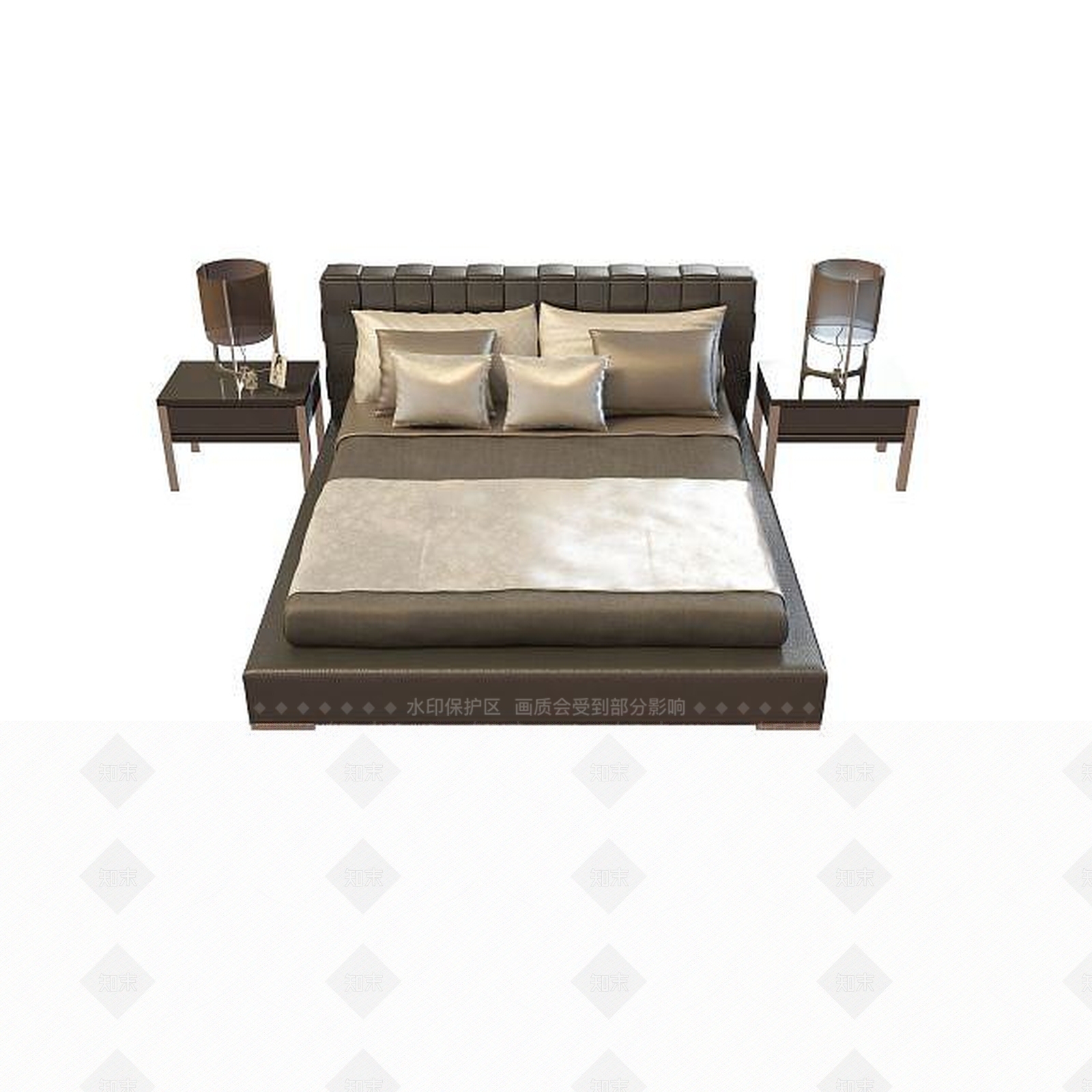 现代简约皮艺床3D模型下载【ID:1195486159】