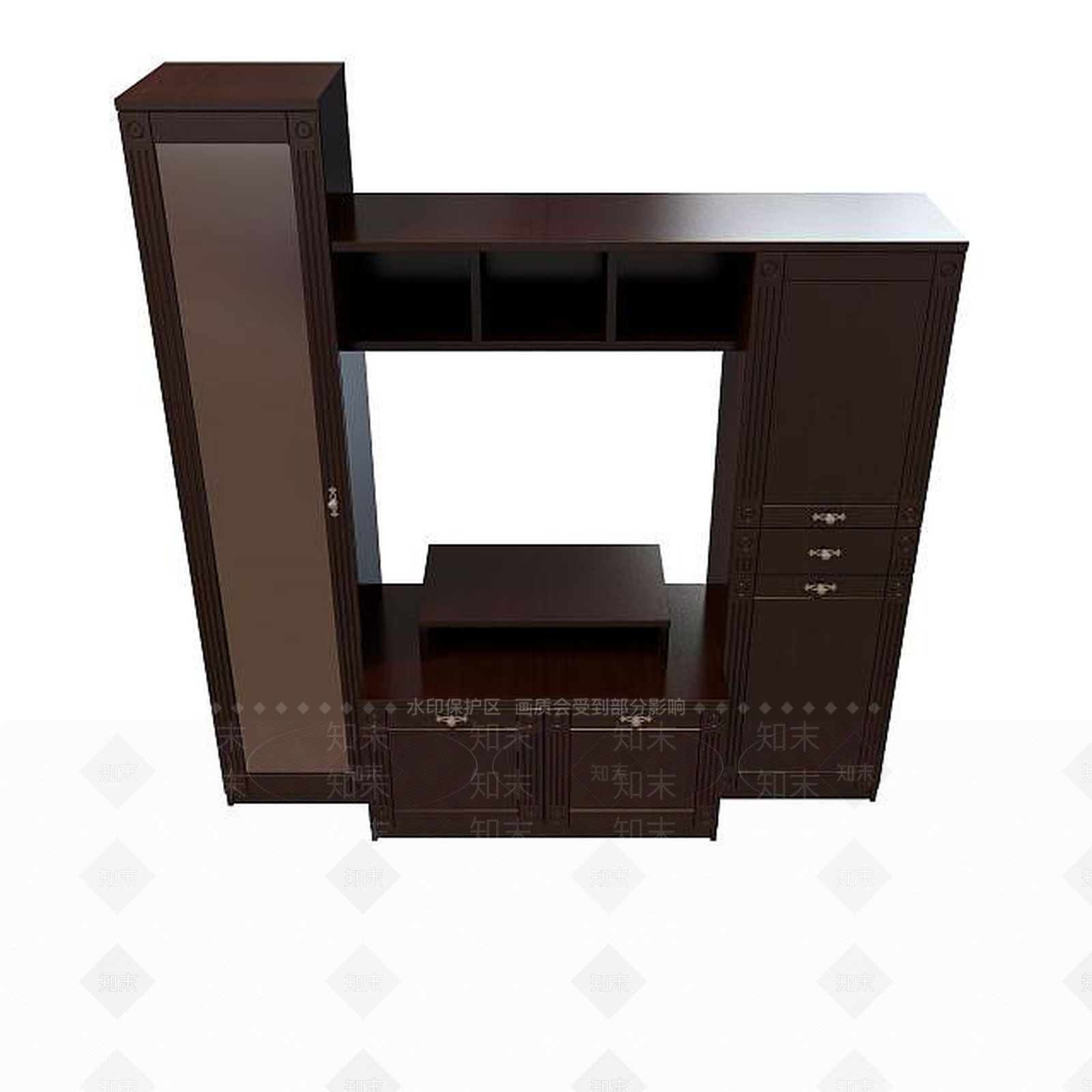 中式古典客厅电视柜3D模型下载【ID:1195486332】