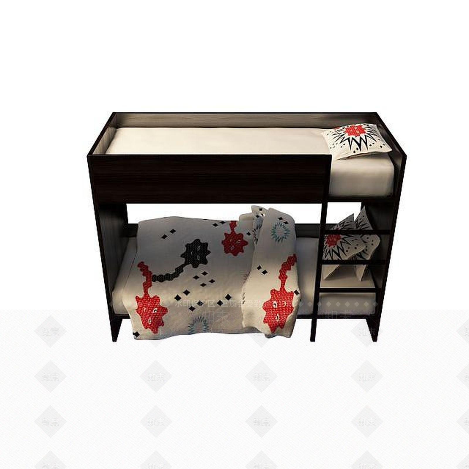 现代实木高低床3D模型下载【ID:1195486922】