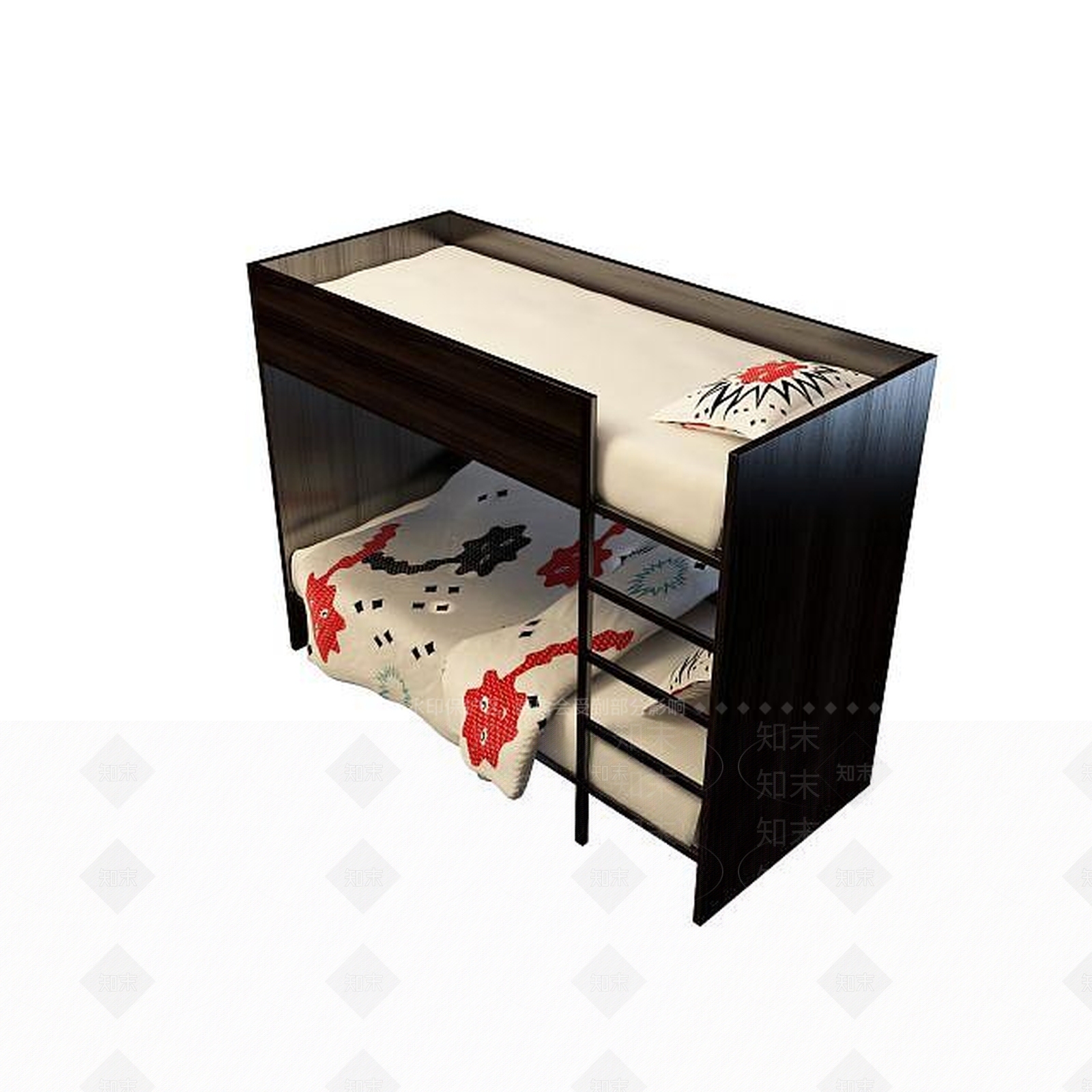 现代实木高低床3D模型下载【ID:1195486922】