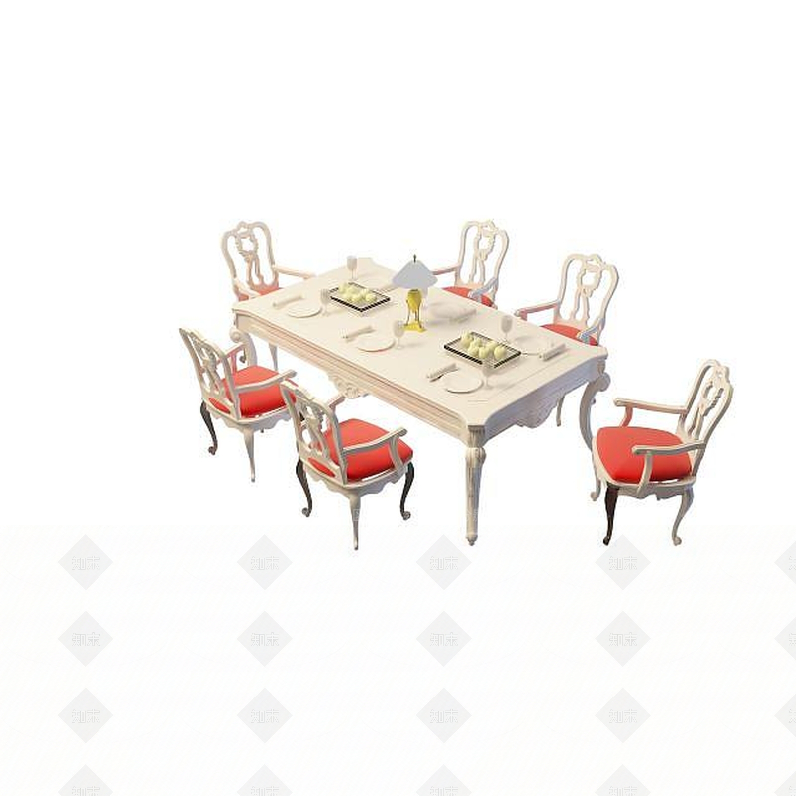 欧式古典欧式餐桌3D模型下载【ID:1195487490】