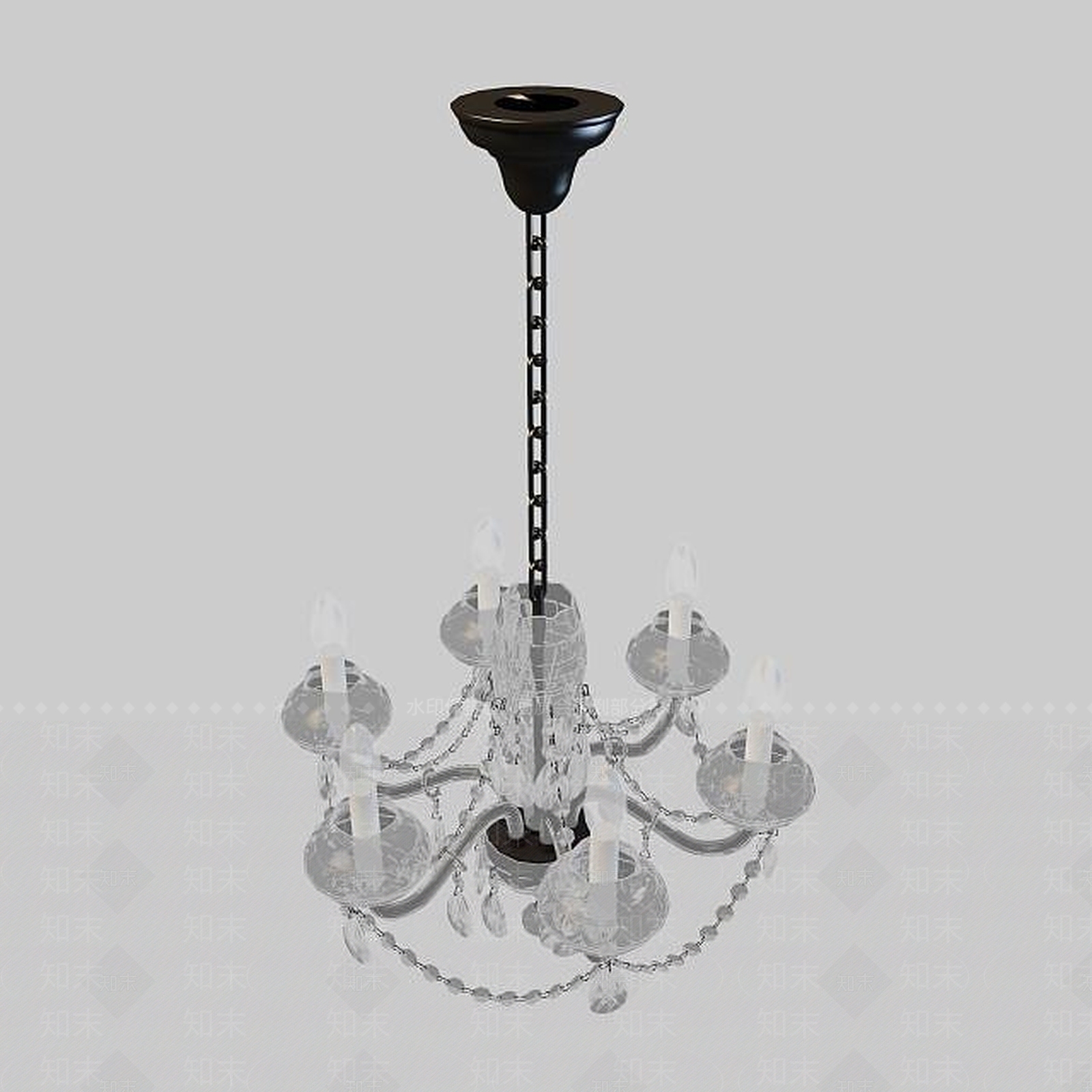现代蜡烛水晶灯3D模型下载【ID:1195487874】
