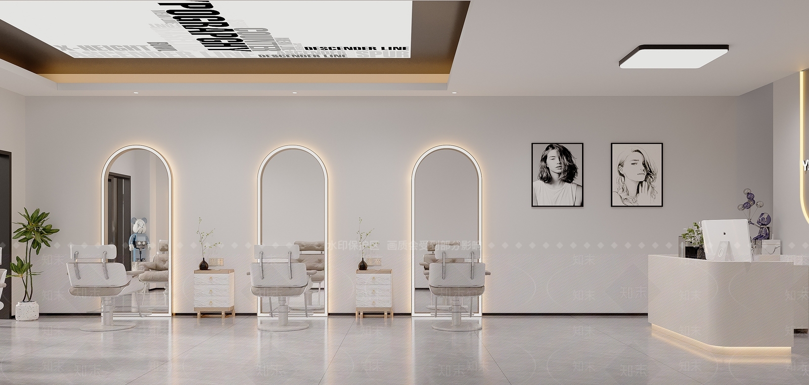 现代美发店3D模型下载【ID:1195490058】