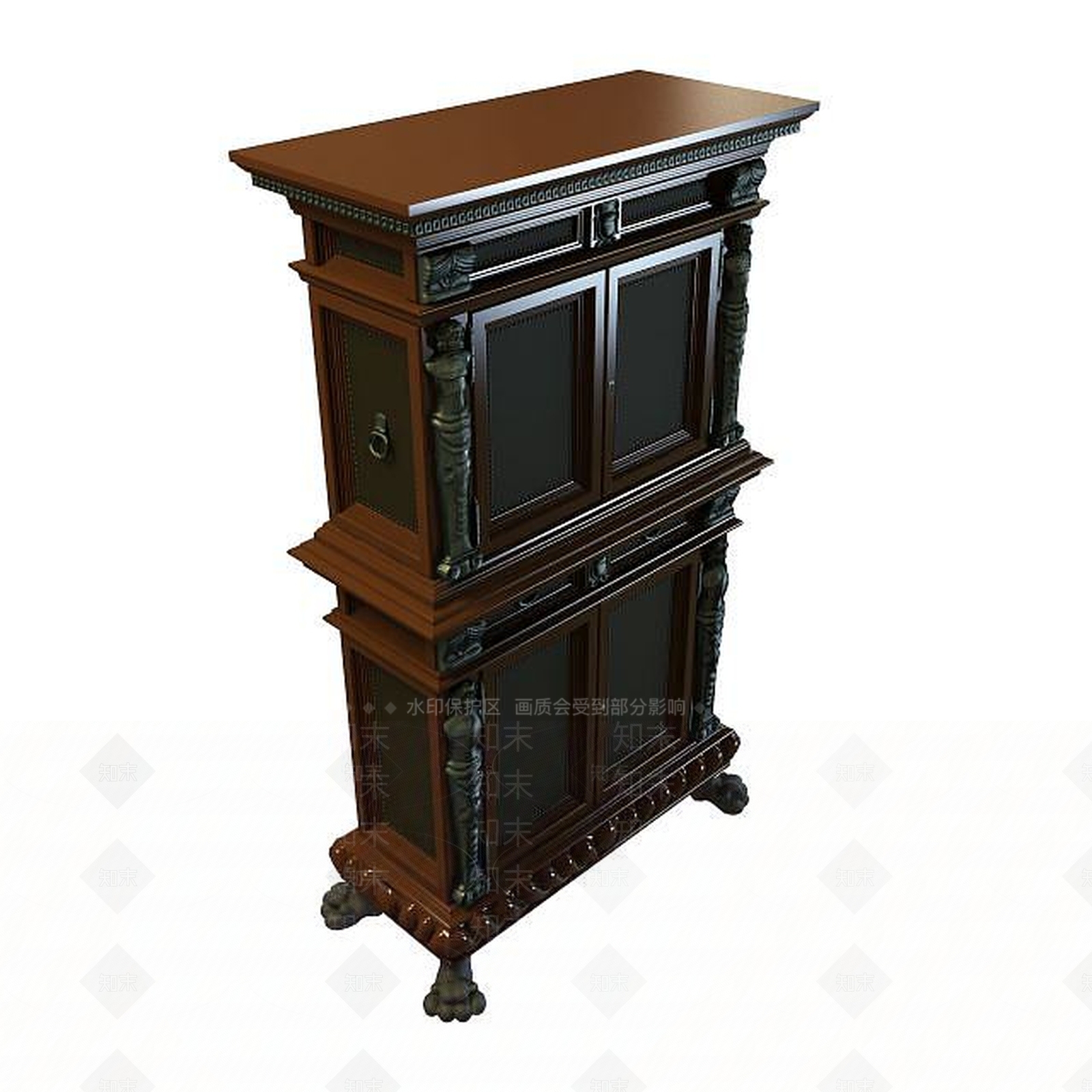欧式古典酒柜3D模型下载【ID:1195491488】