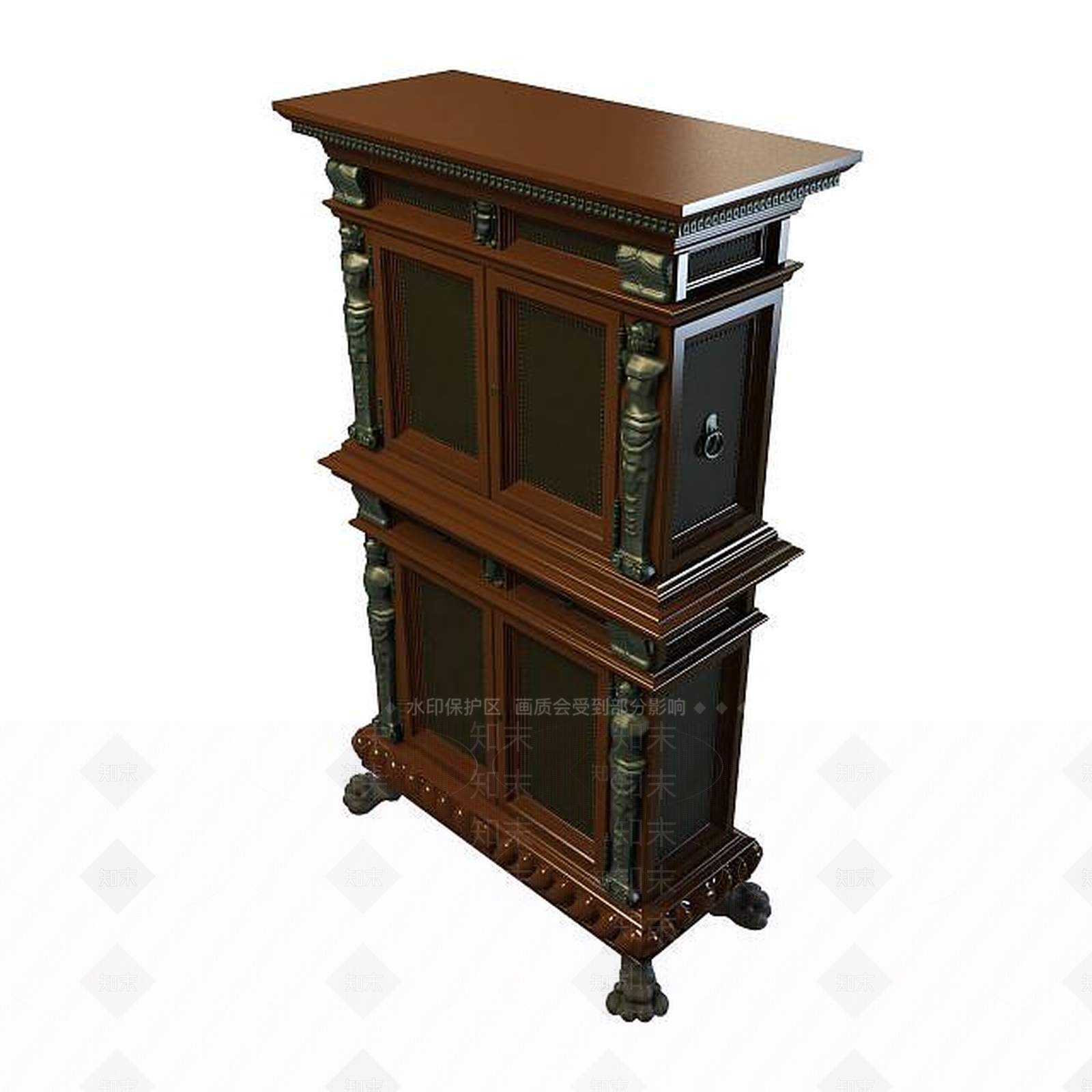 欧式古典酒柜3D模型下载【ID:1195491488】