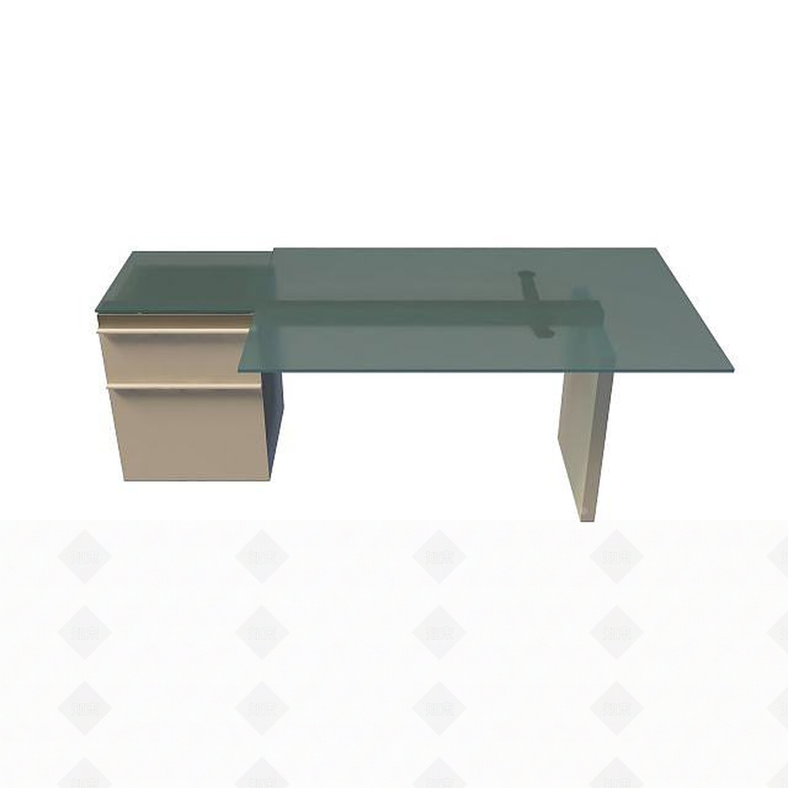 现代玻璃台面书桌3D模型下载【ID:1195491555】