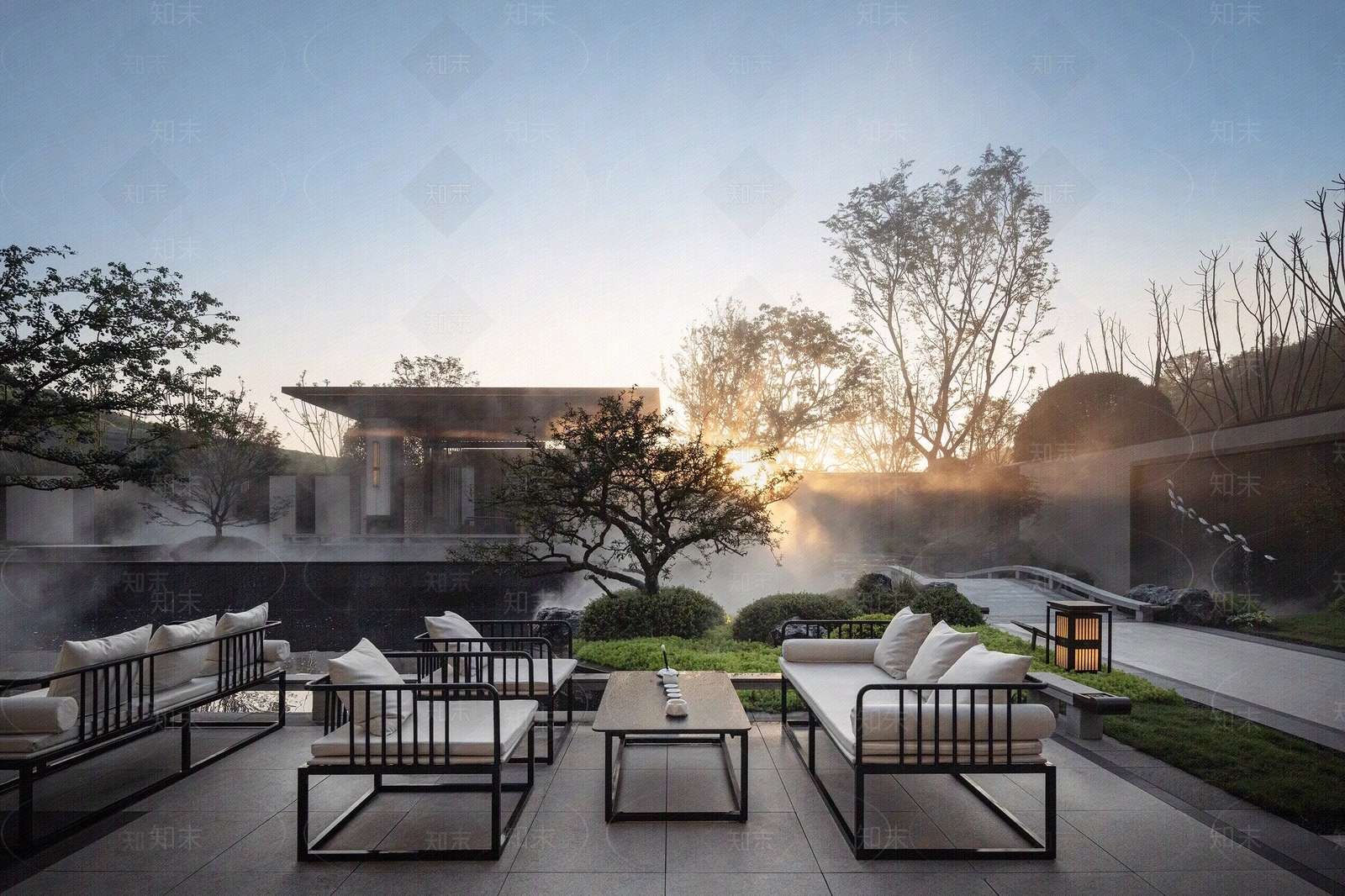 新中式中式小区外景贴图下载【ID:1195494696】