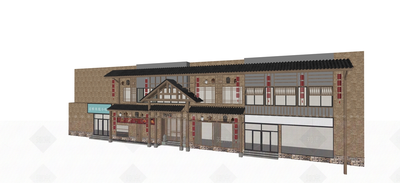 现代新中式门头SU模型下载【ID:1195496023】