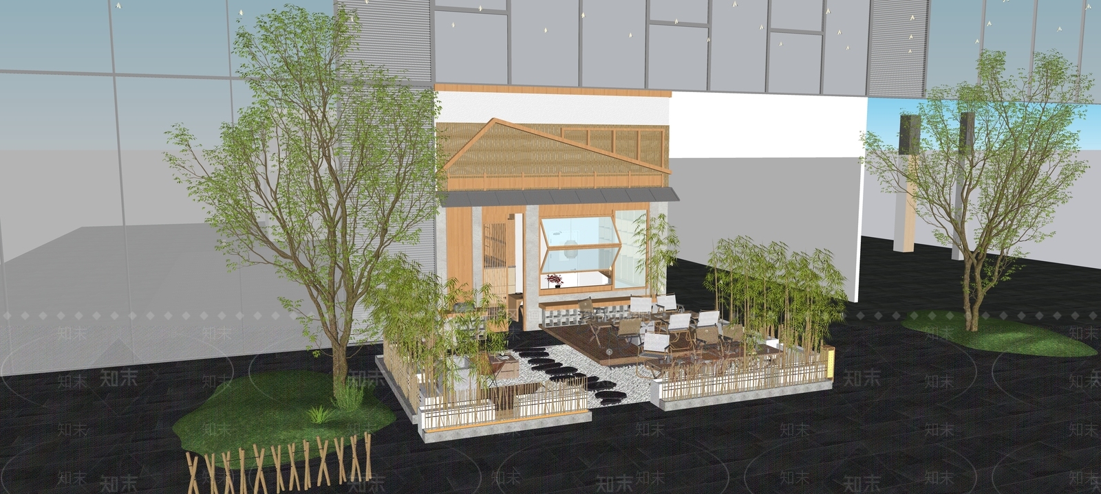 现代日式门头SU模型下载【ID:1195498423】