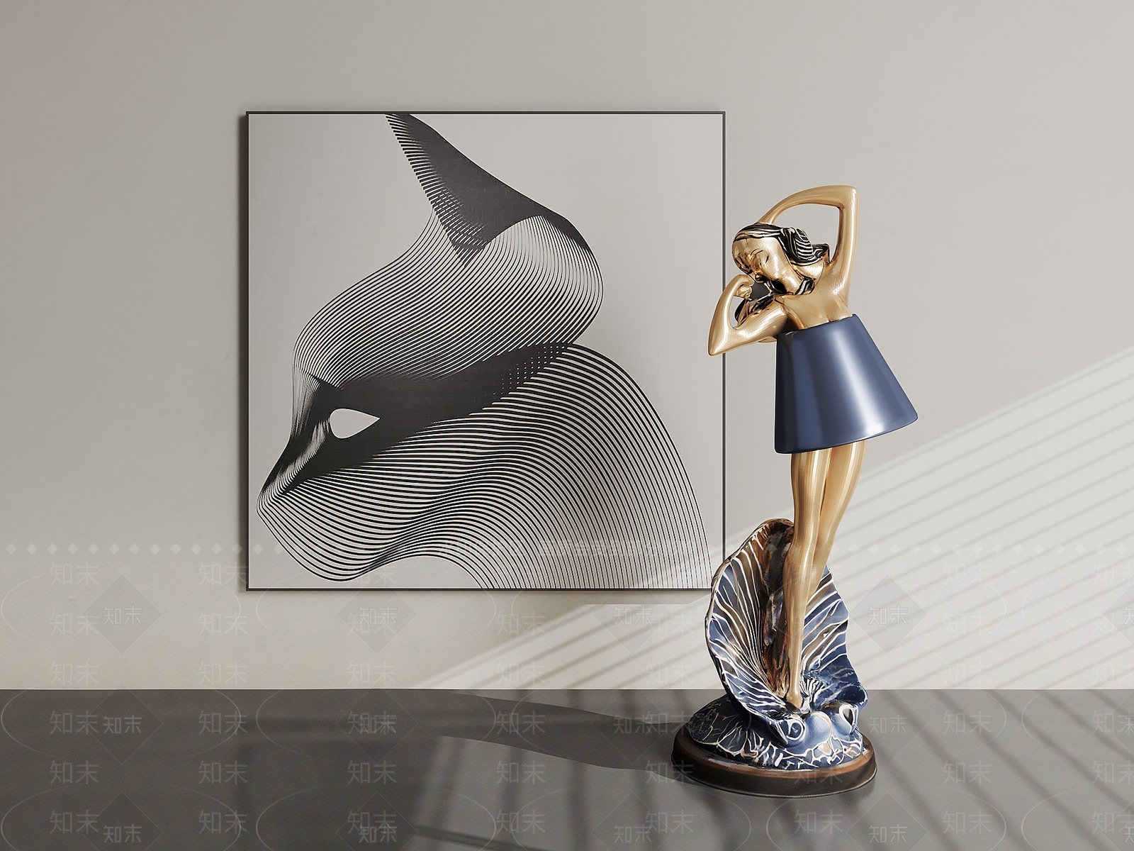 现代轻奢雕塑摆件3D模型下载【ID:1195498441】