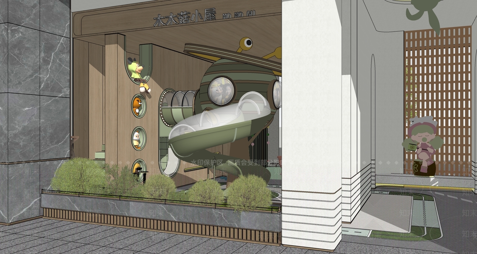 现代新中式儿童活动空间SU模型下载【ID:1195500876】