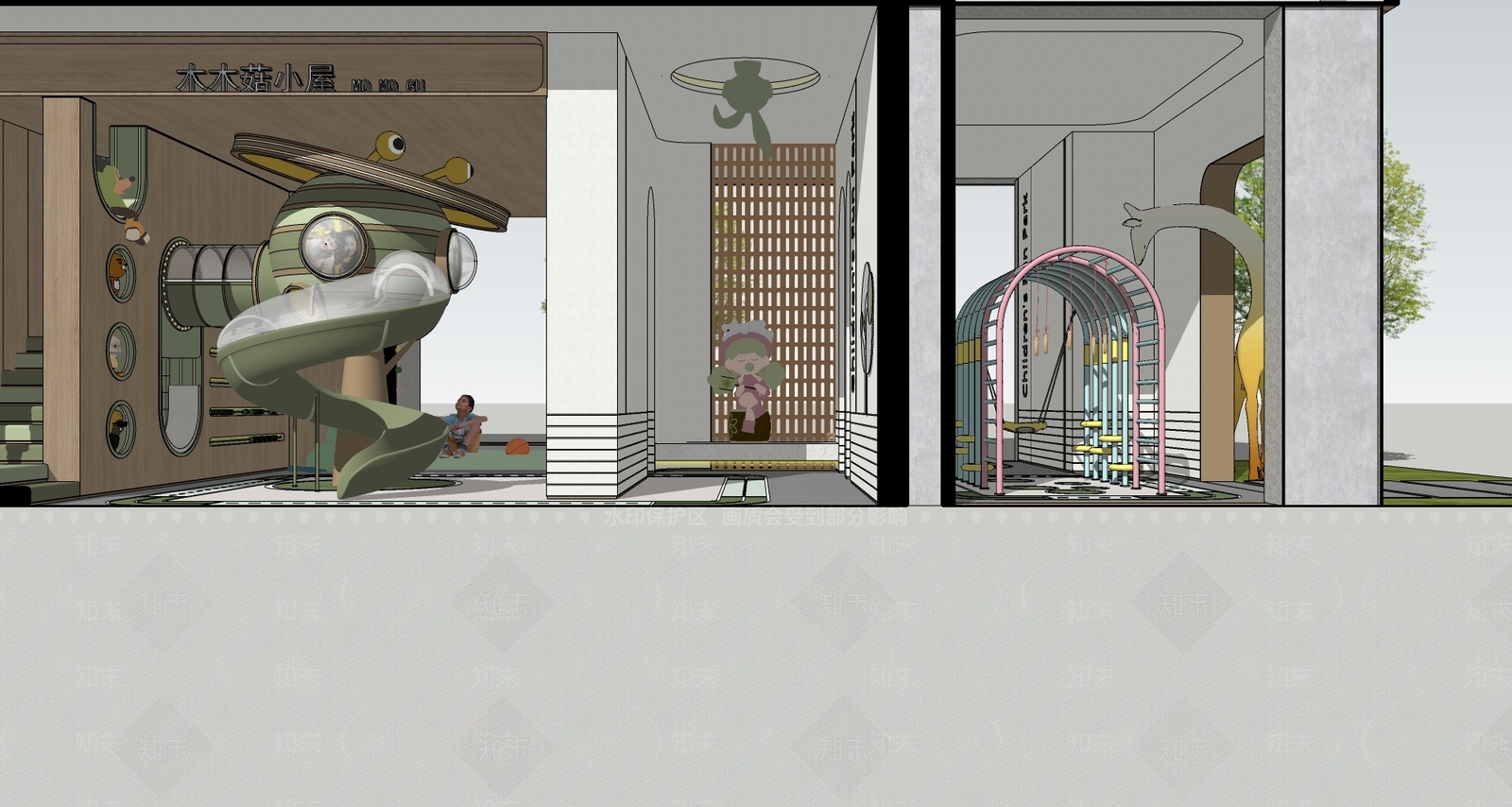 现代新中式儿童活动空间SU模型下载【ID:1195500876】