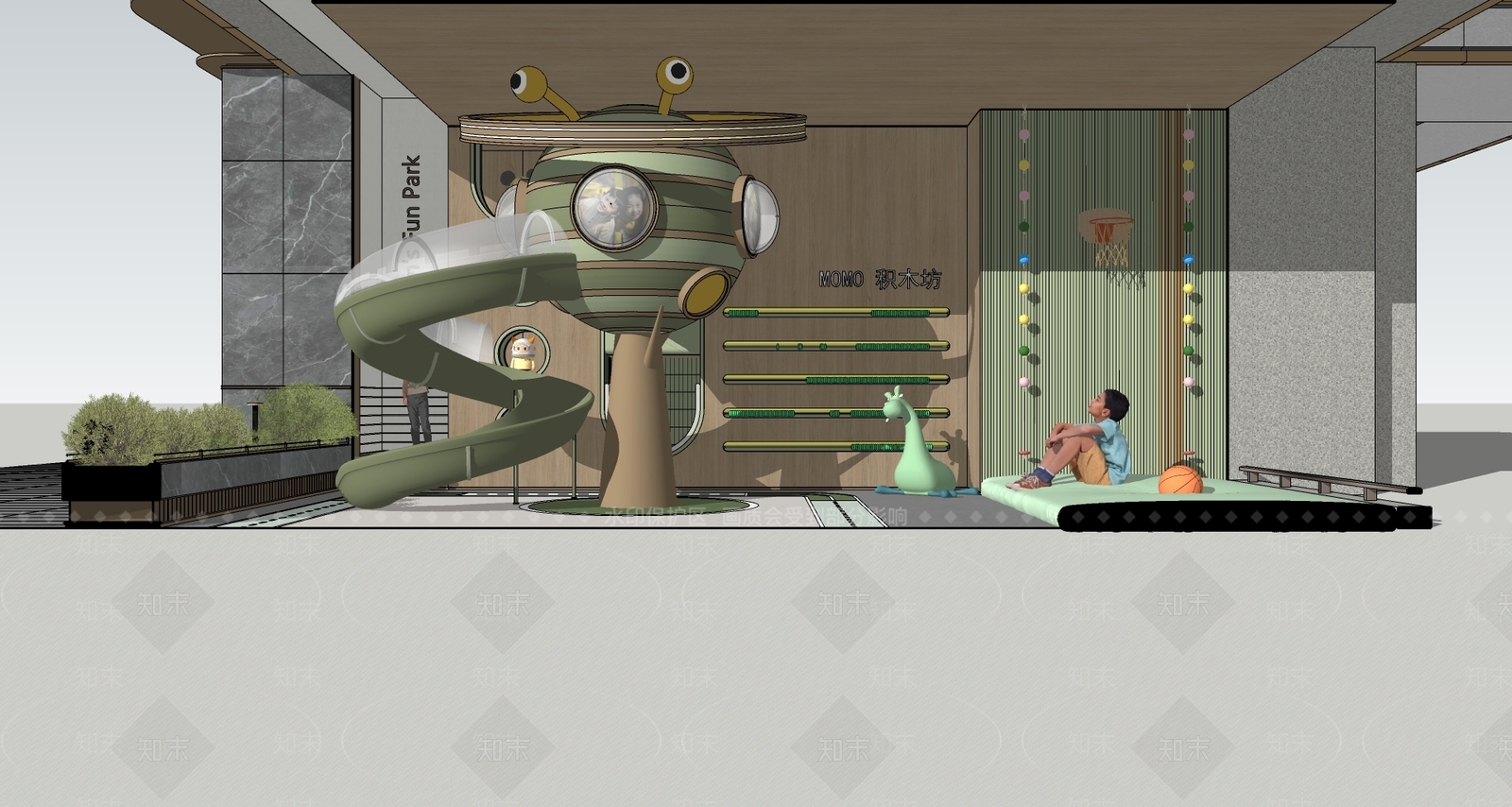 现代新中式儿童活动空间SU模型下载【ID:1195500876】