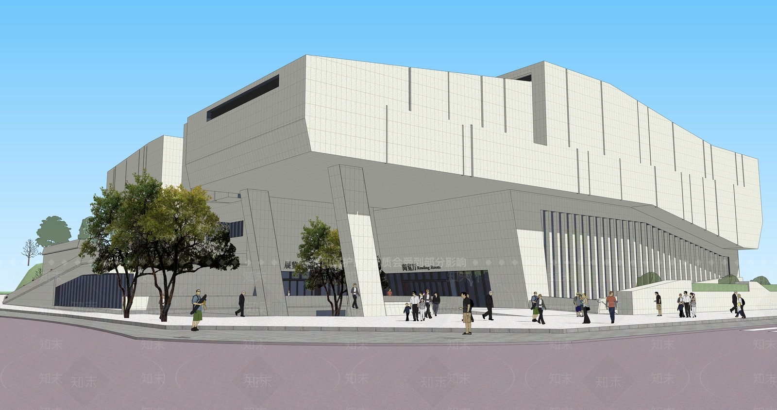 现代简约展览馆建筑SU模型下载【ID:1195498600】