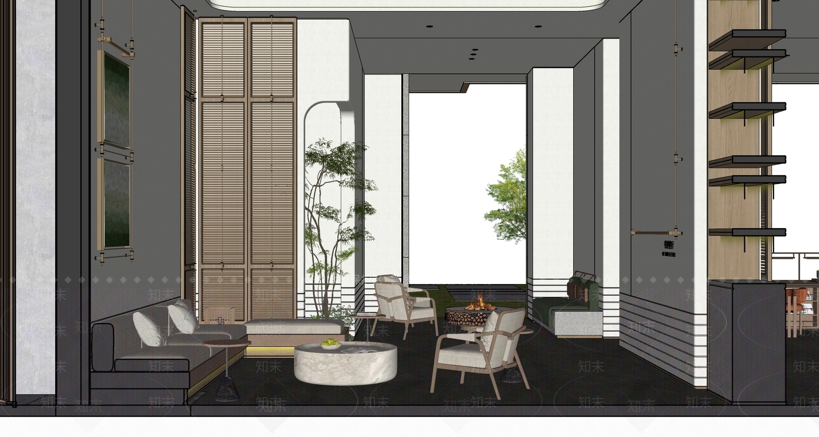 新中式禅意儿童活动空间SU模型下载【ID:1195505230】