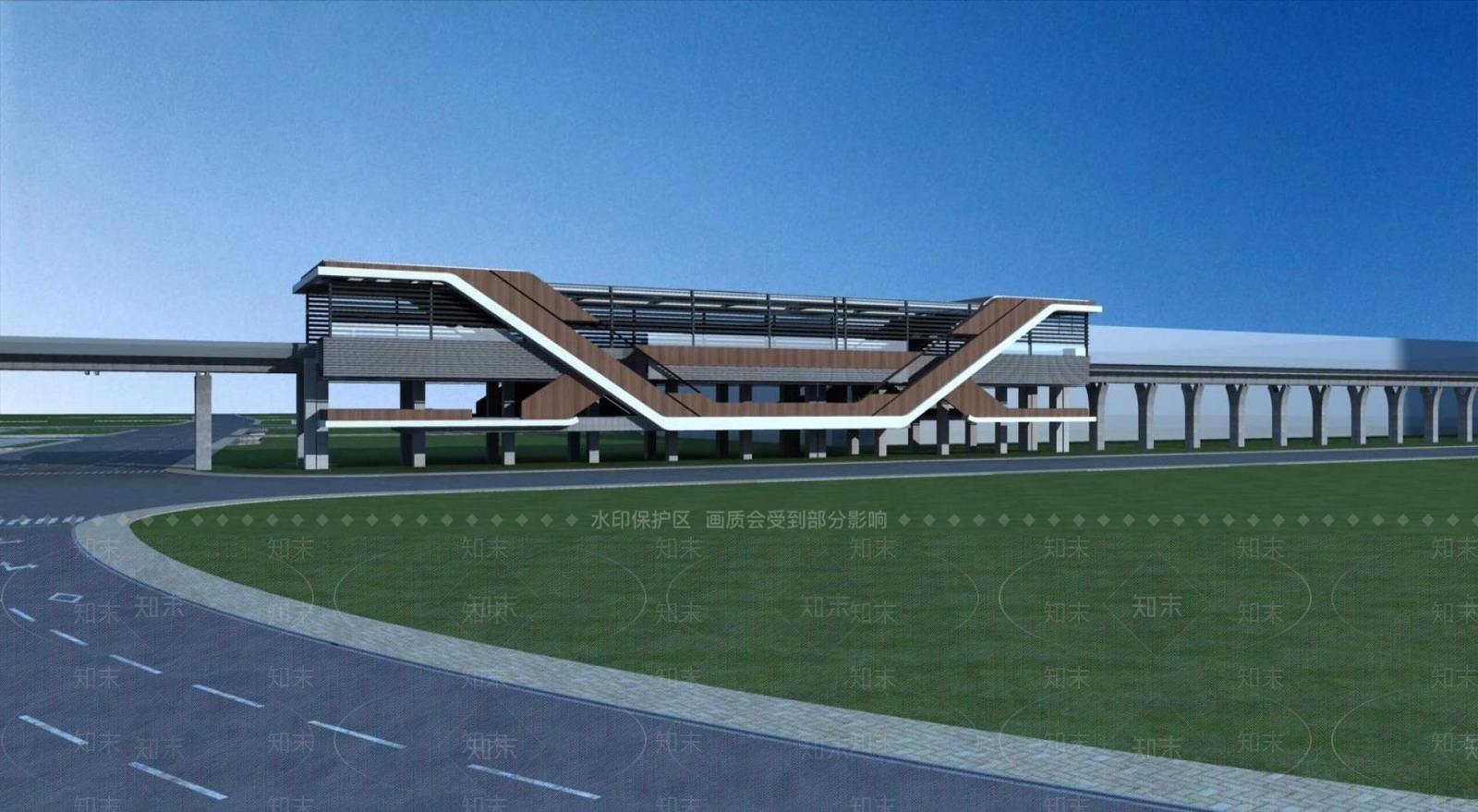 现代车站外观3D模型下载【ID:1195507754】
