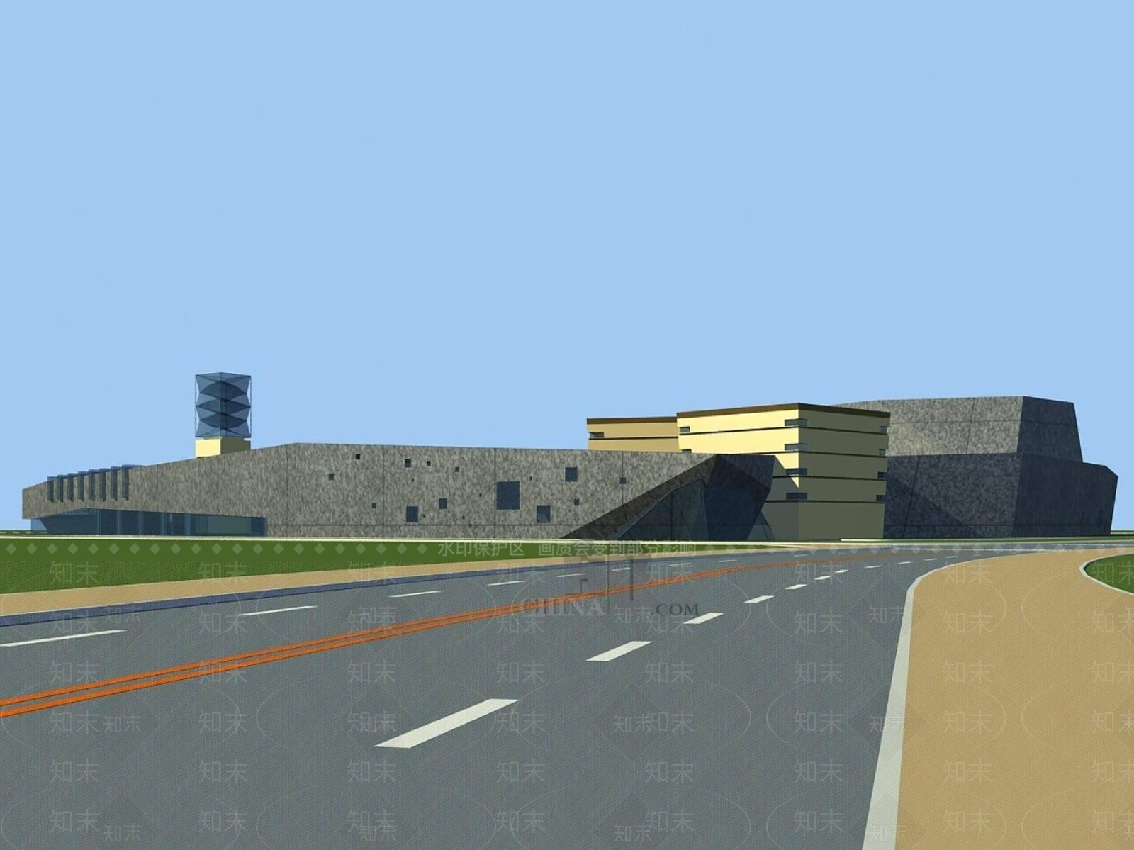 现代图书馆外观3D模型下载【ID:1195511315】