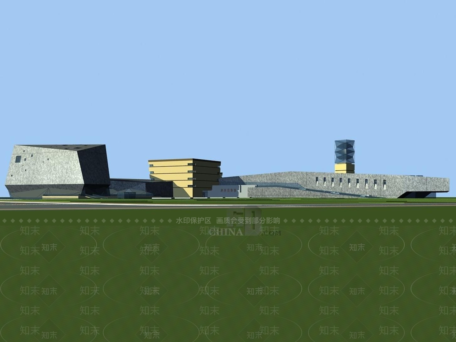 现代图书馆外观3D模型下载【ID:1195511315】