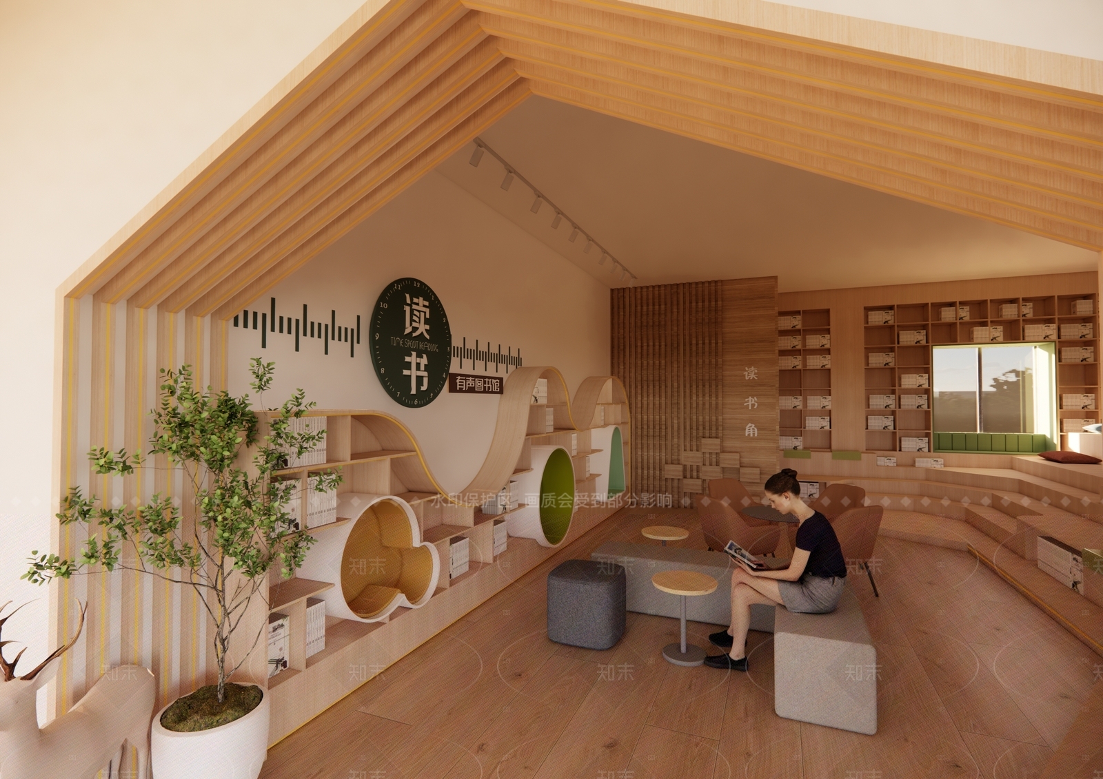 现代阅览室SU模型下载【ID:1216041710】