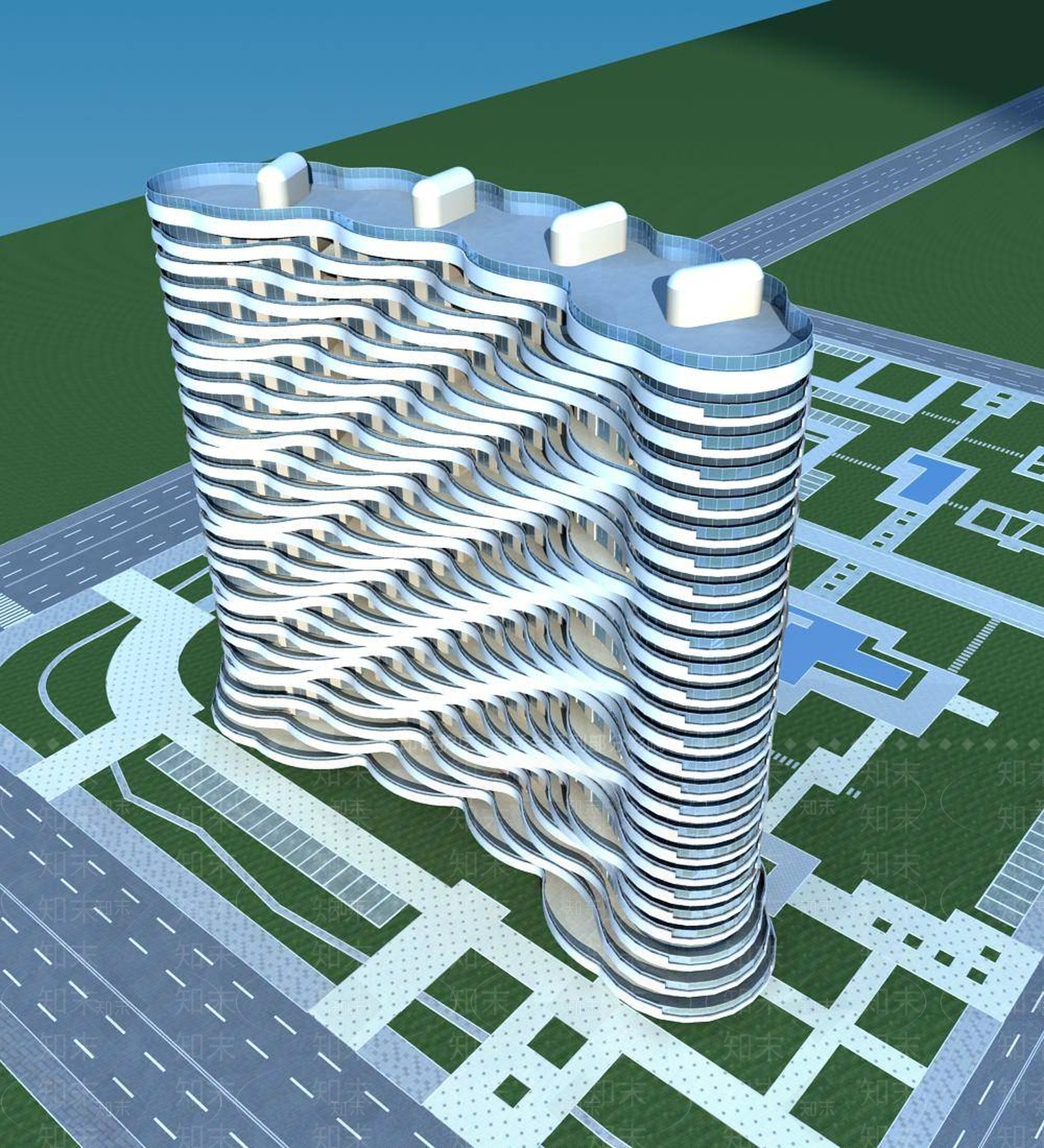 现代酒店外观3D模型下载【ID:1195511772】