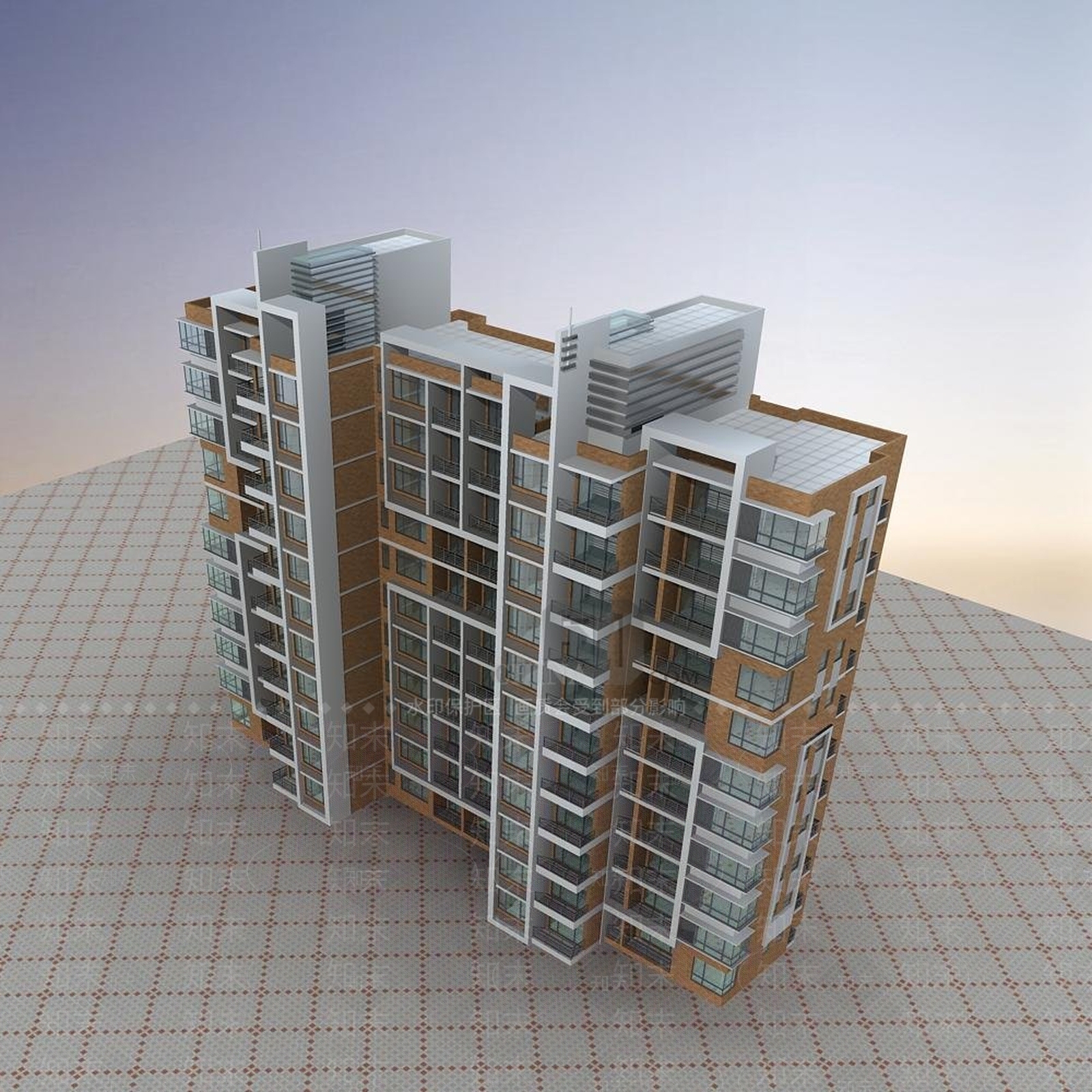 现代高层住宅3D模型下载【ID:1195513060】