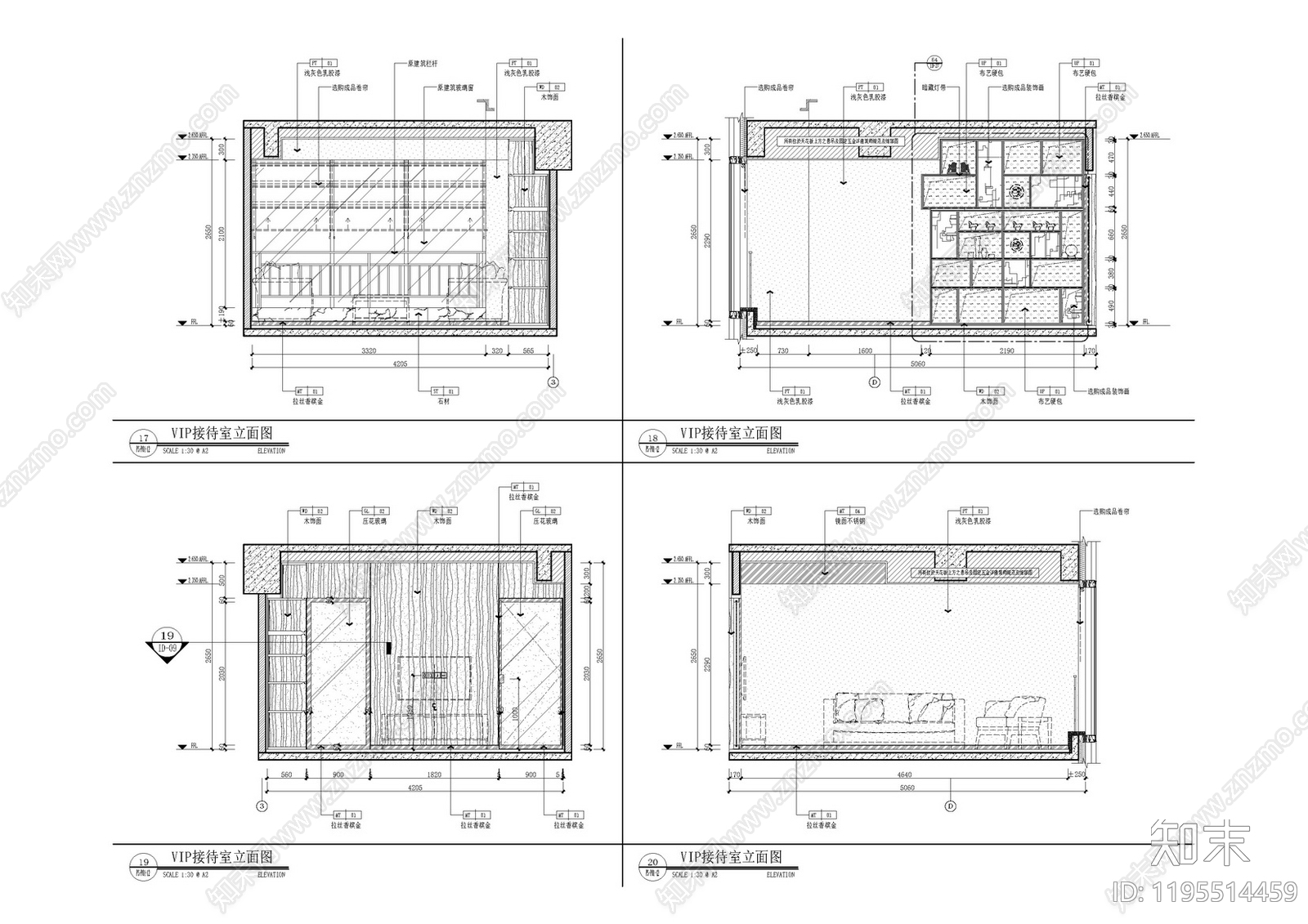 新中式禅意整体办公空间cad施工图下载【ID:1195514459】
