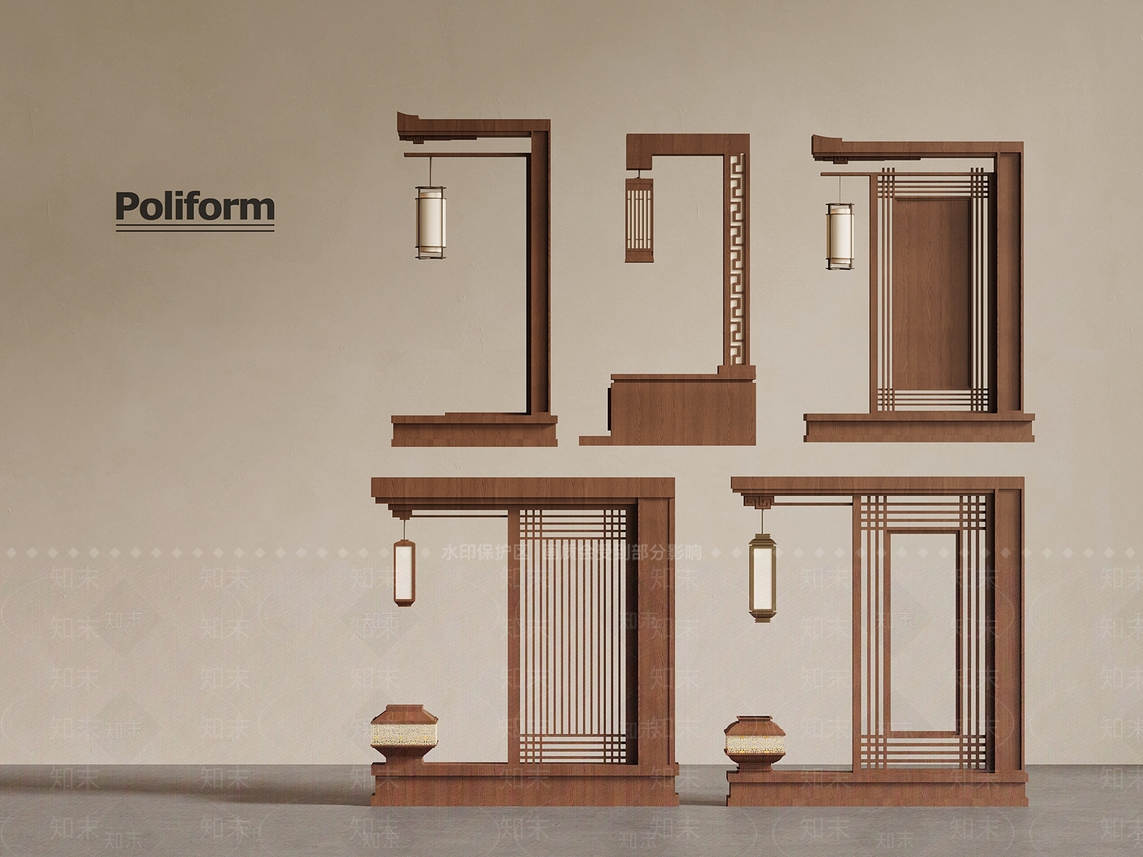 新中式其他墙面3D模型下载【ID:1195515121】