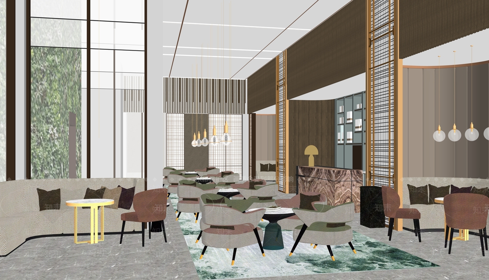 现代酒店大堂SU模型下载【ID:1195515260】