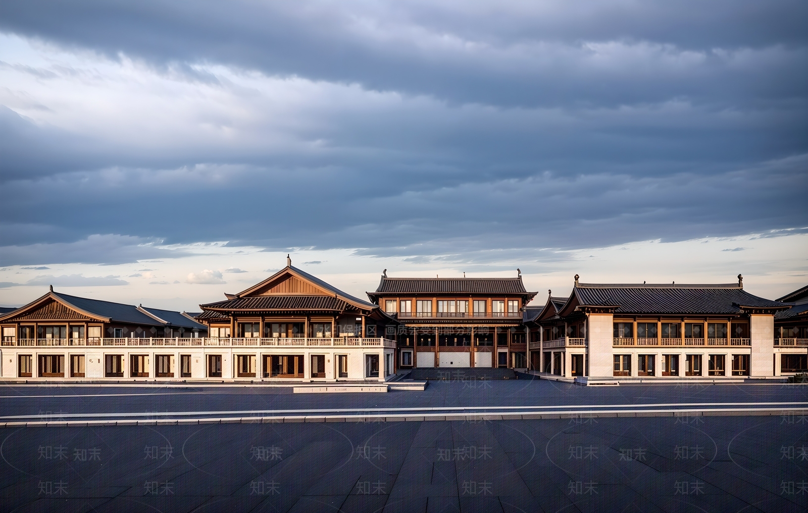 中式展览馆建筑SU模型下载【ID:1195515849】