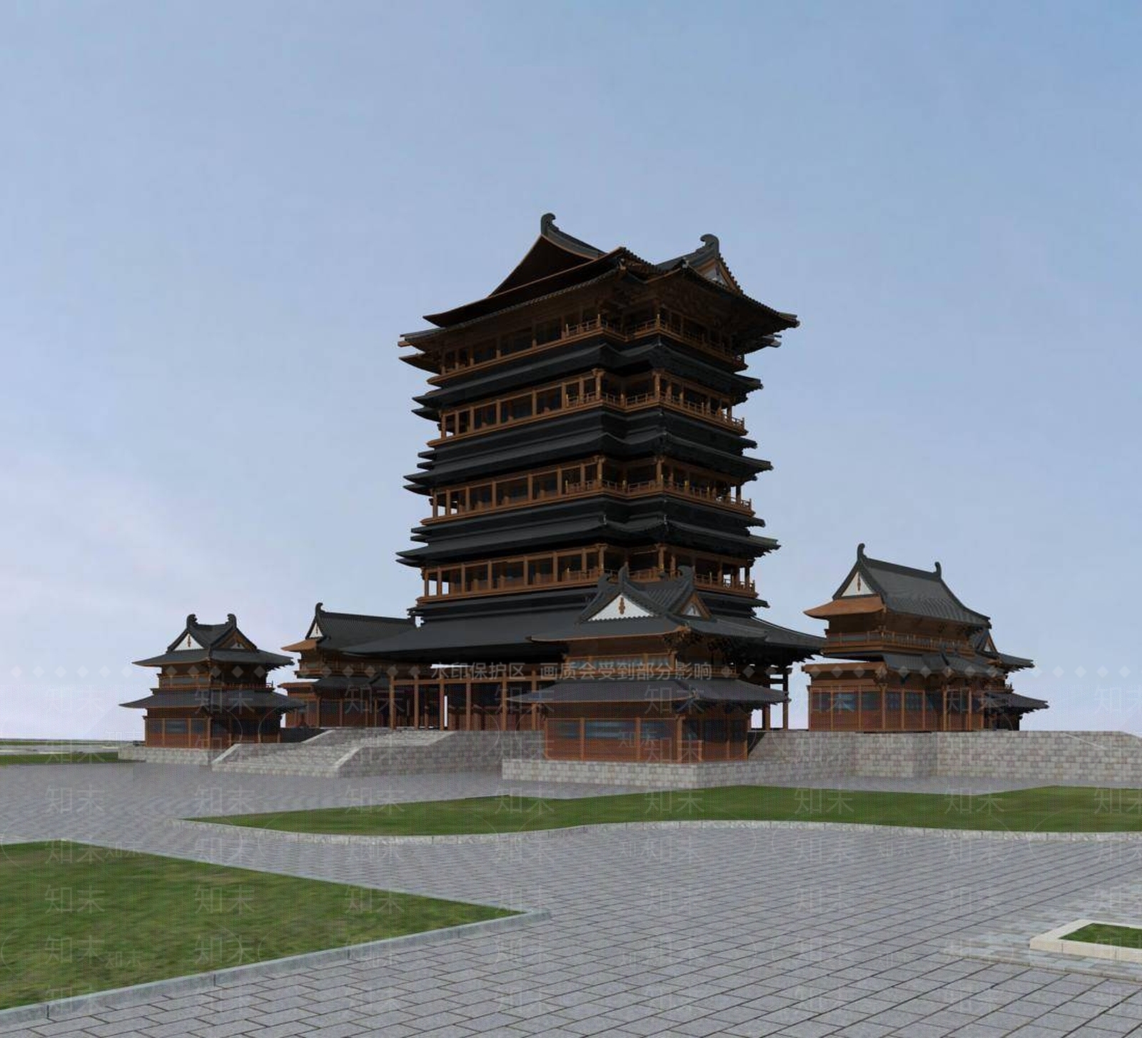 中式古建3D模型下载【ID:1195516270】