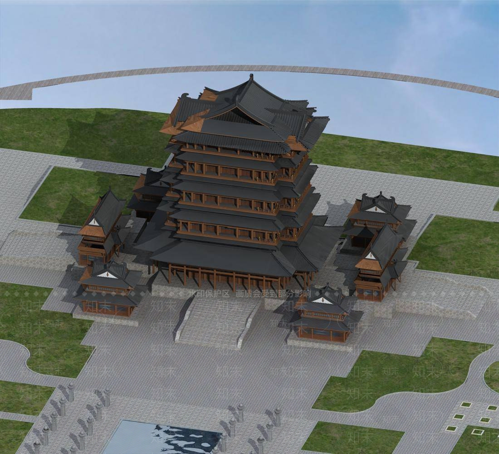 中式古建3D模型下载【ID:1195516270】
