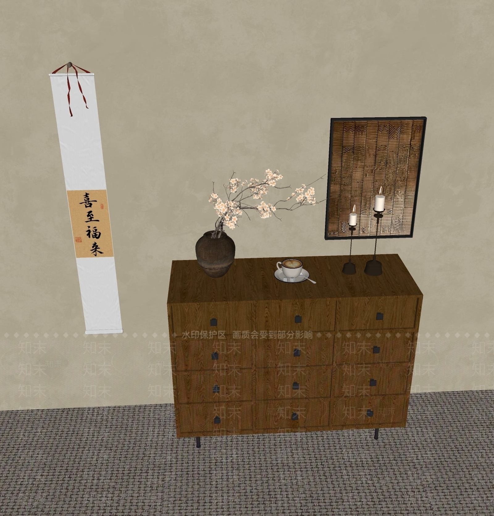 复古中古斗柜SU模型下载【ID:1195516916】