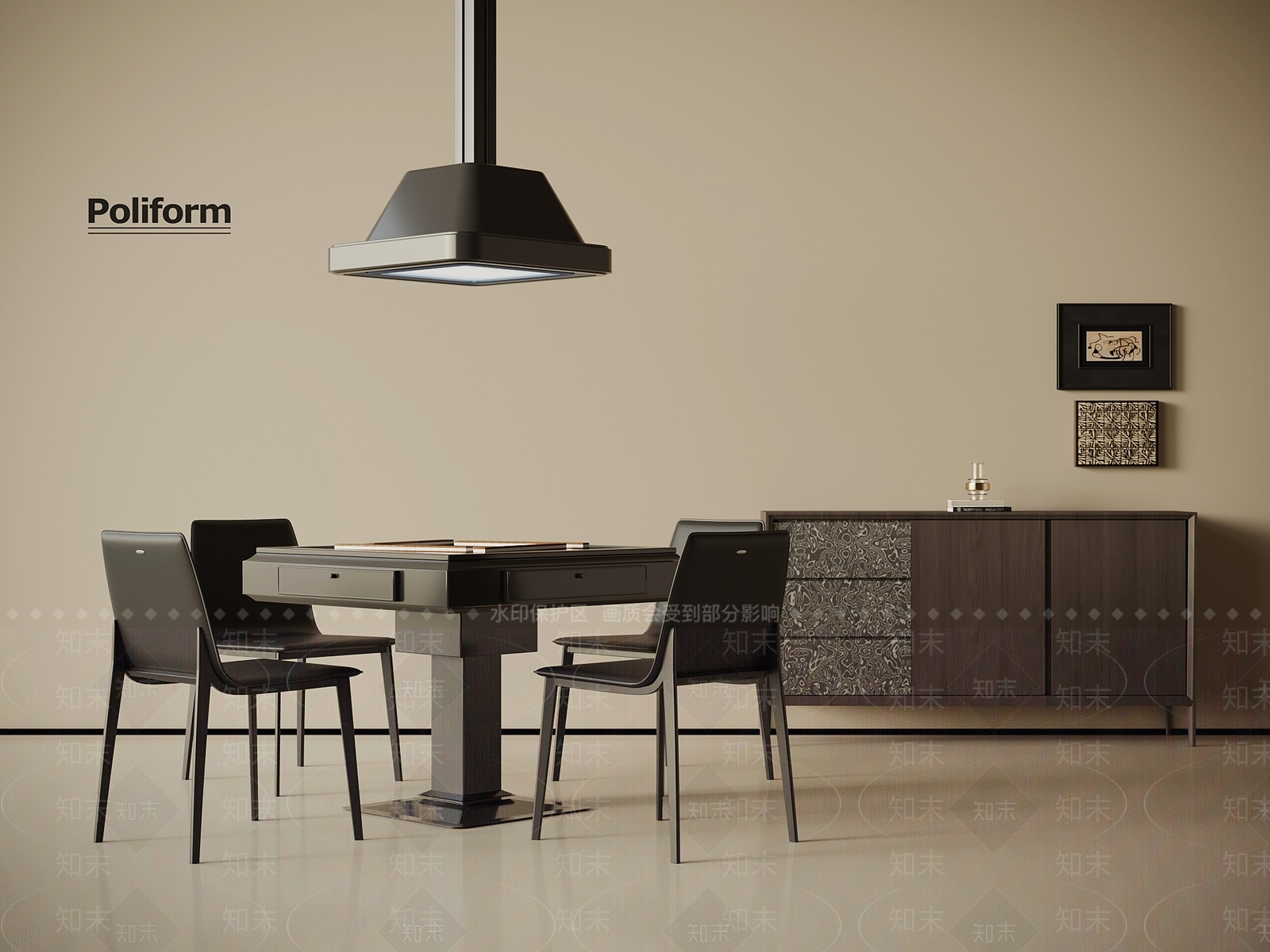 现代意式棋牌室3D模型下载【ID:1195518695】