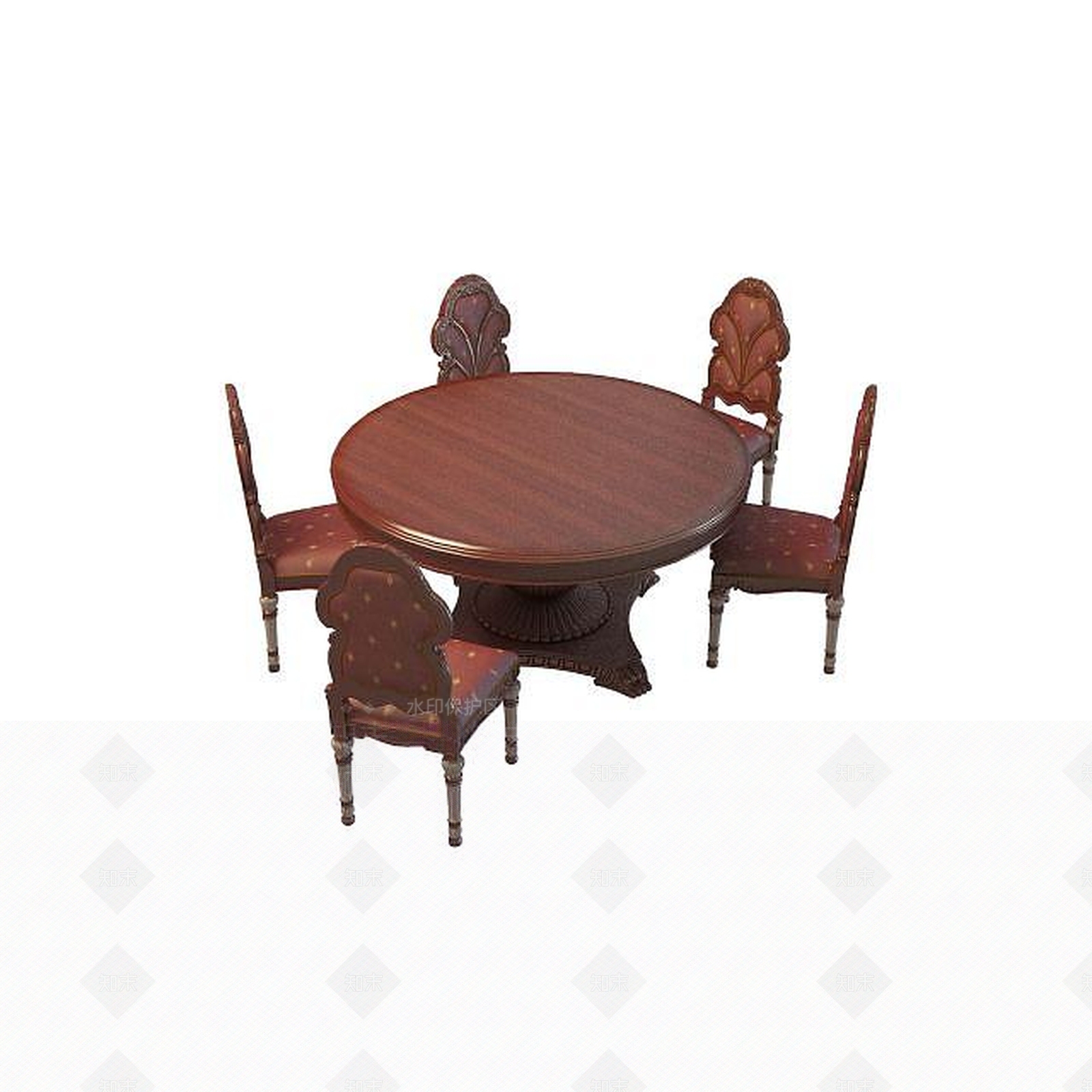 现代高档实木餐桌3D模型下载【ID:1195518569】