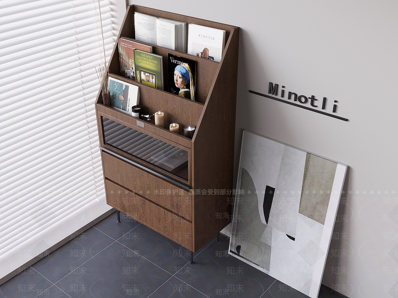中古复古书柜3D模型下载【ID:1195521816】