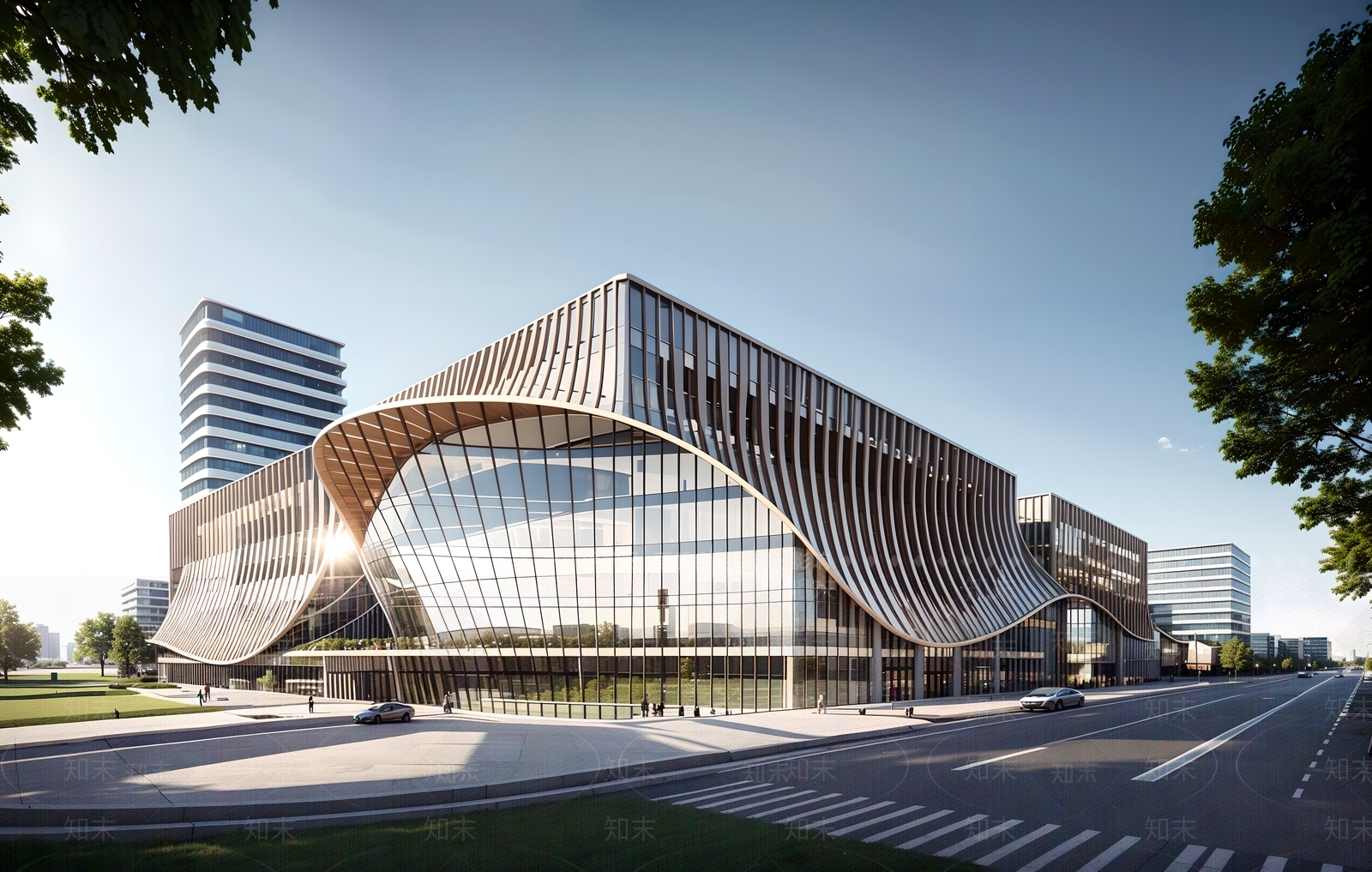 现代展览馆建筑SU模型下载【ID:1195524163】
