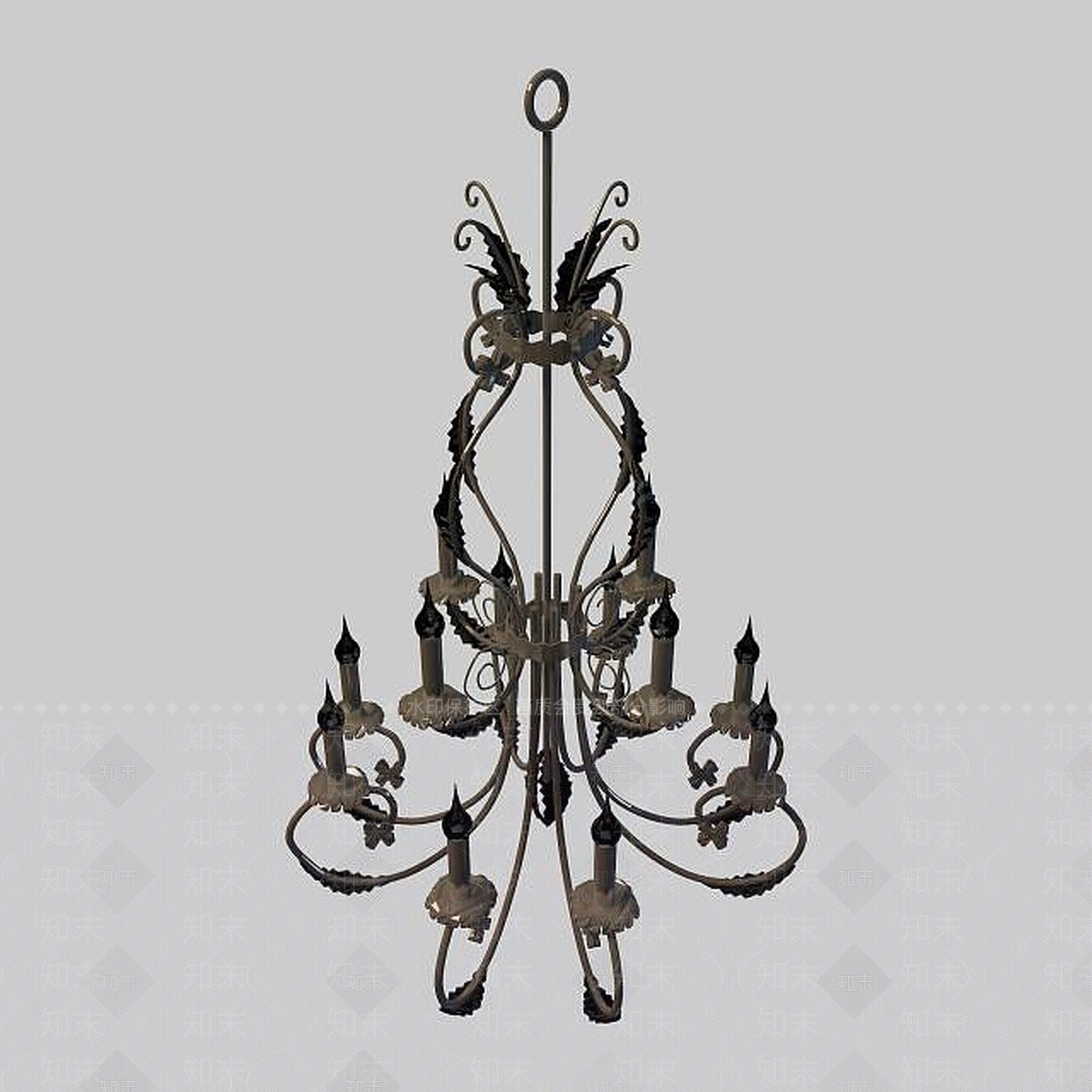 现代古典铁艺吊灯3D模型下载【ID:1195523316】