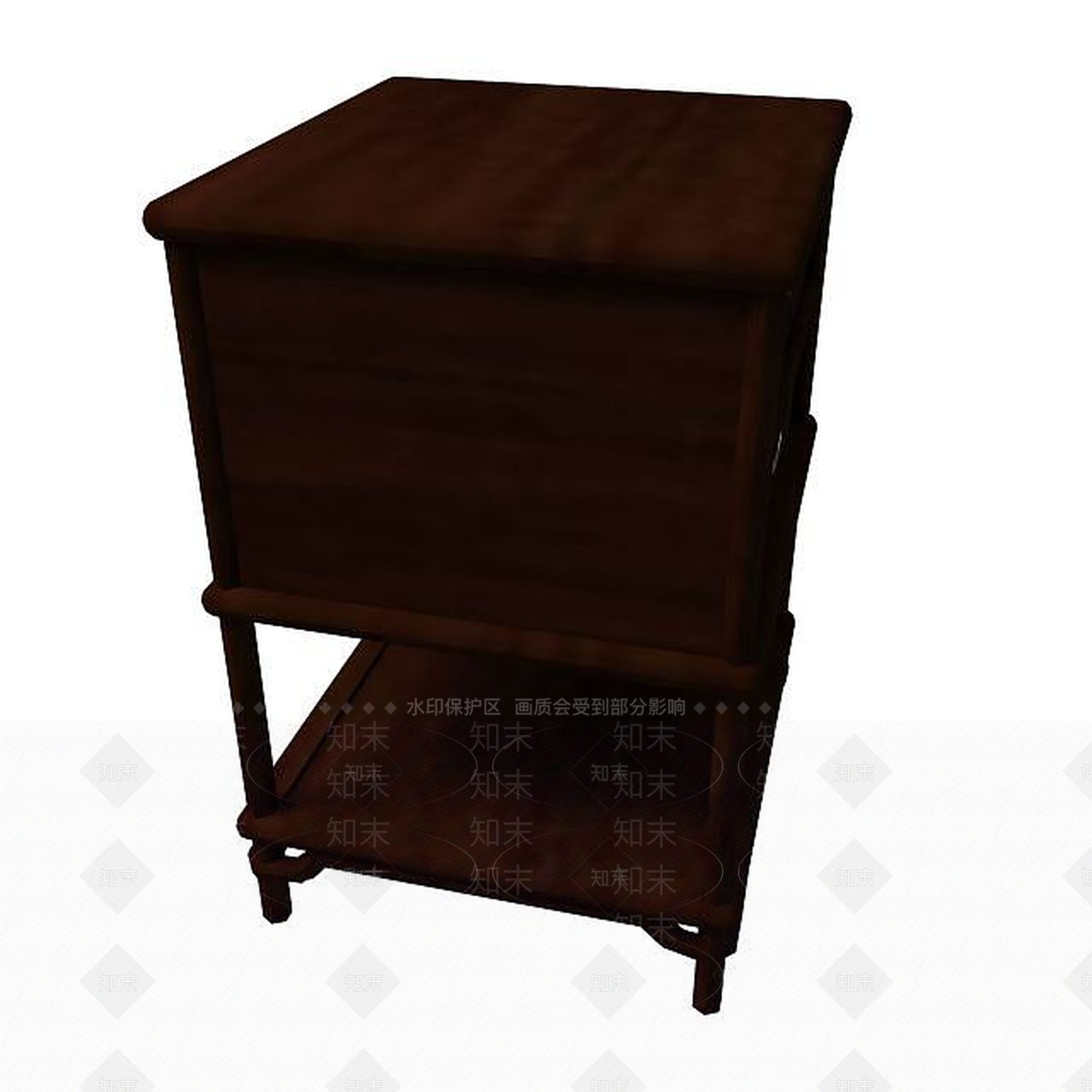 现代实木复古边柜3D模型下载【ID:1195523347】