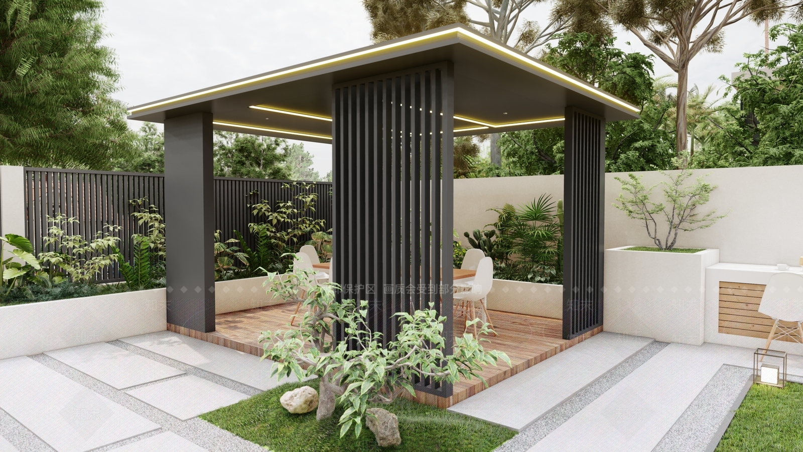 现代简约亭子SU模型下载【ID:1195524149】