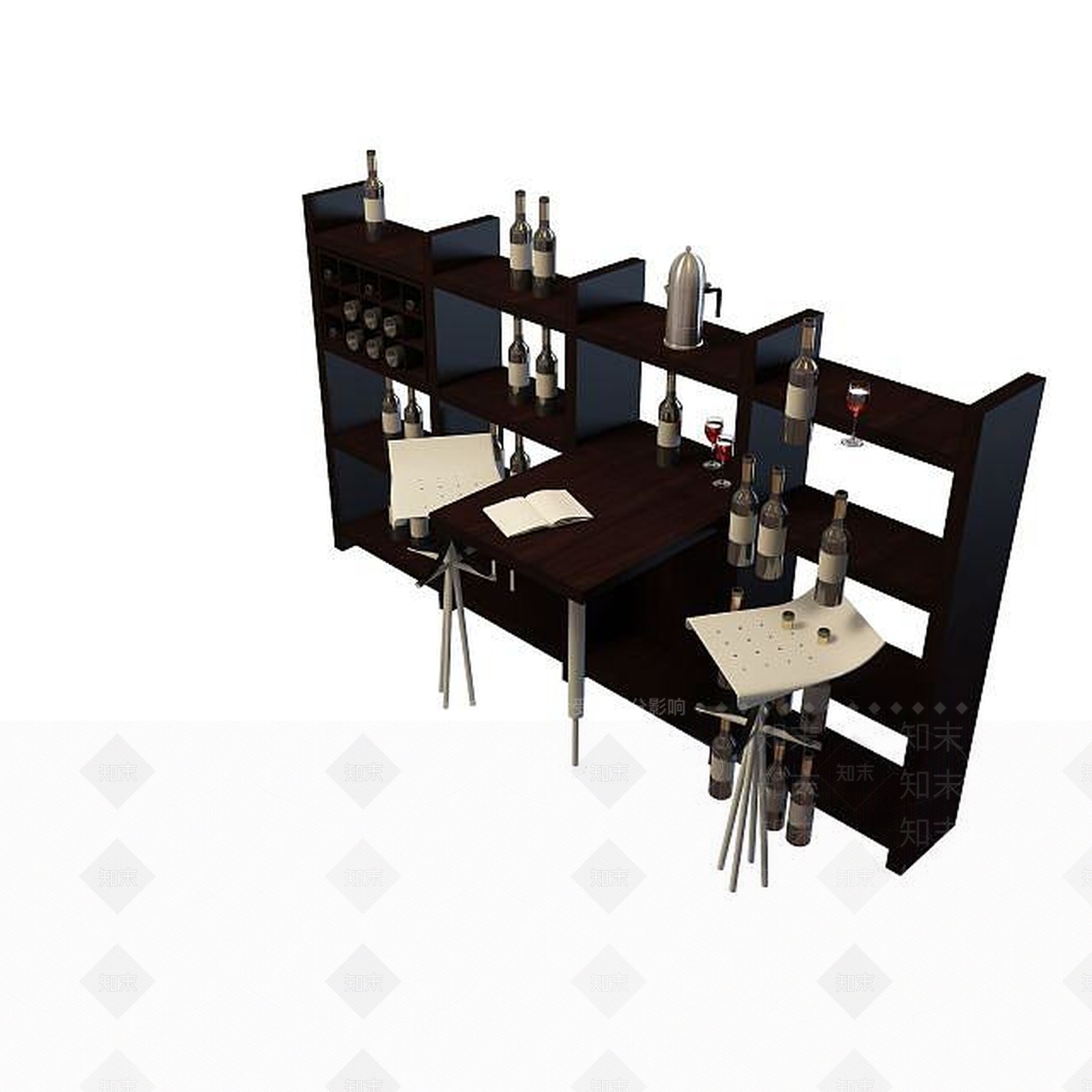 现代古典酒吧酒柜3D模型下载【ID:1195524257】