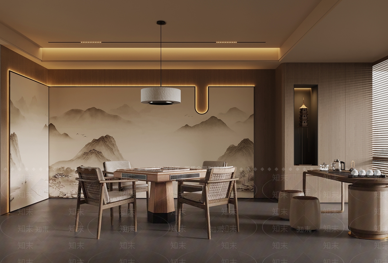 新中式茶馆3D模型下载【ID:1215141121】
