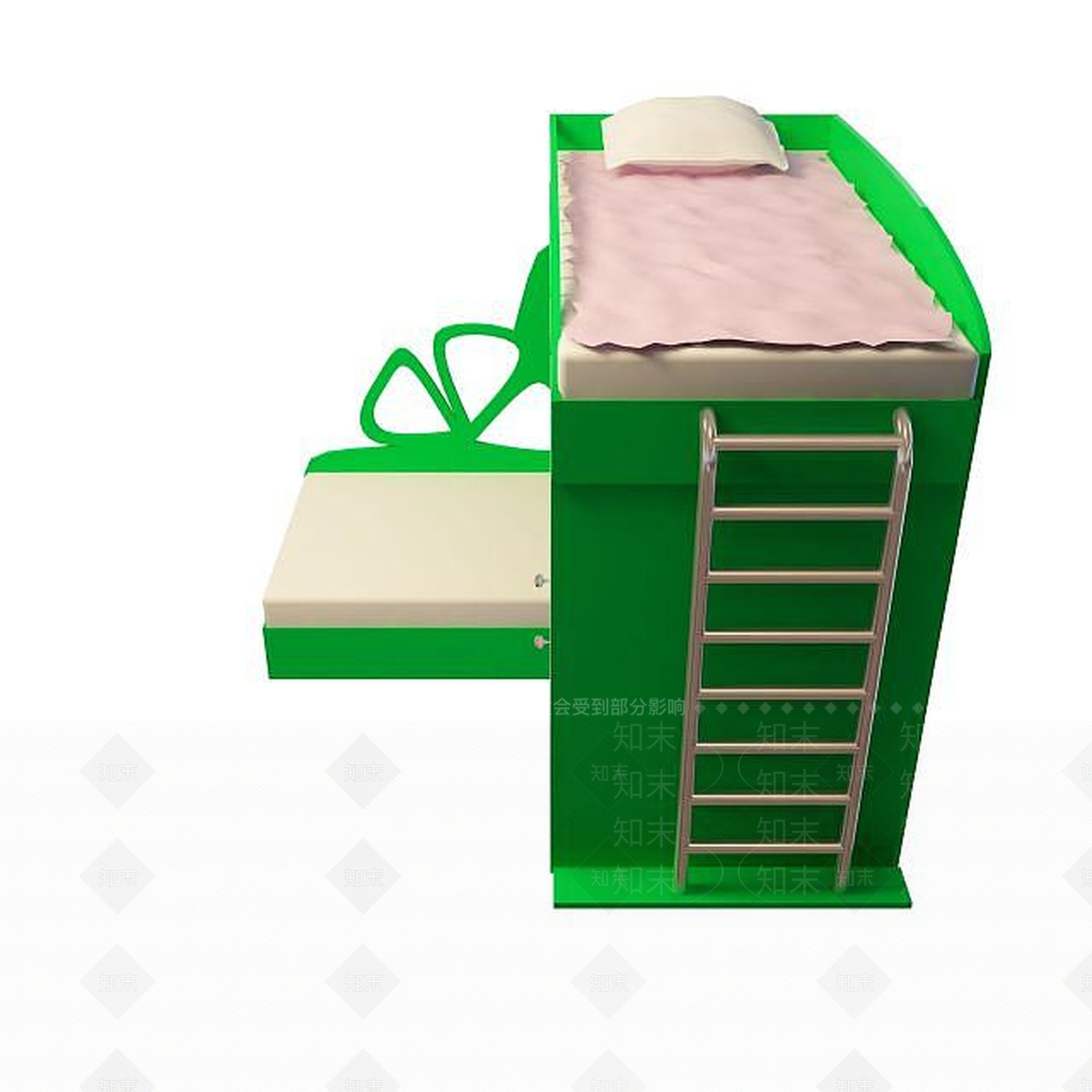 现代绿色高低床3D模型下载【ID:1195526008】