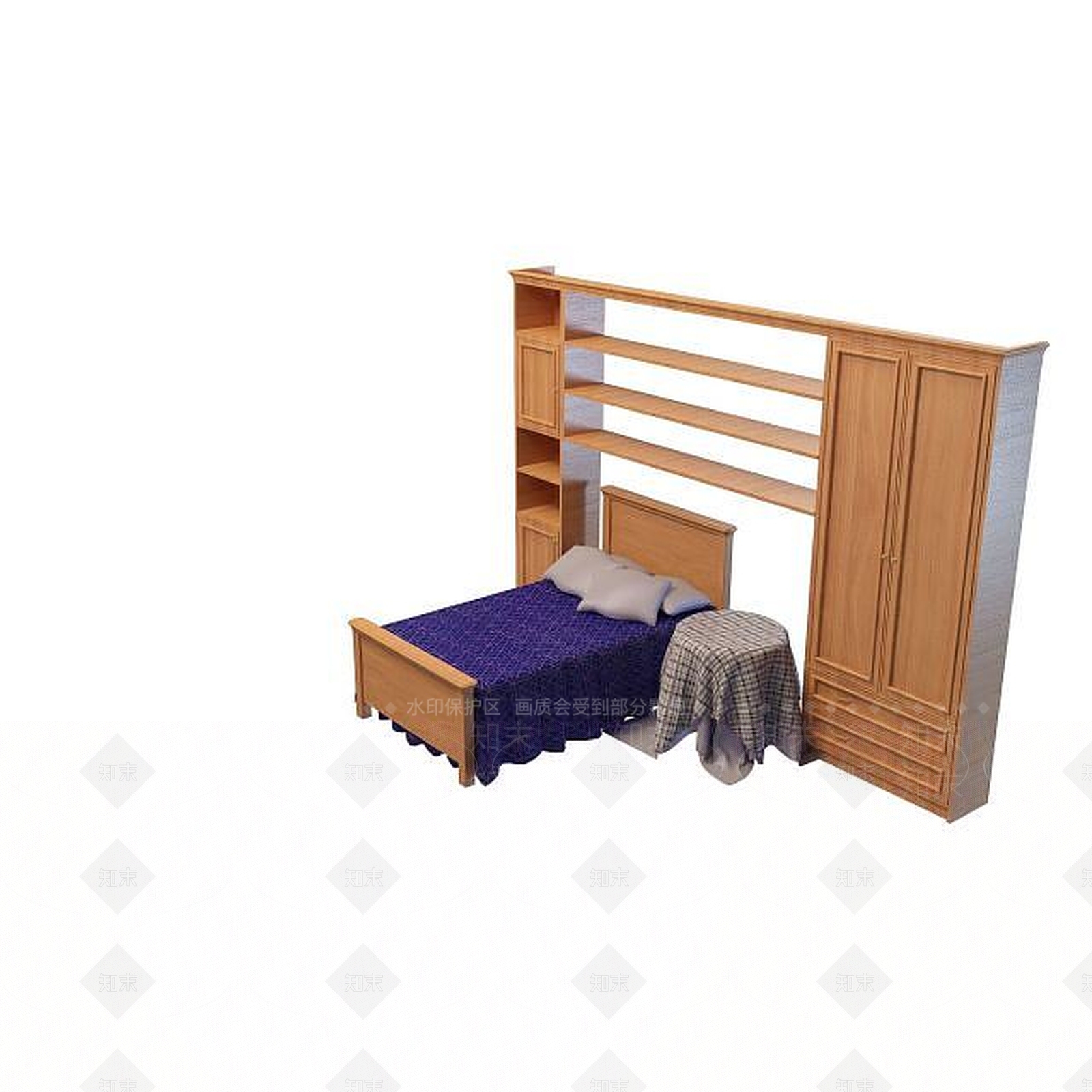 现代简约单人床3D模型下载【ID:1195526835】
